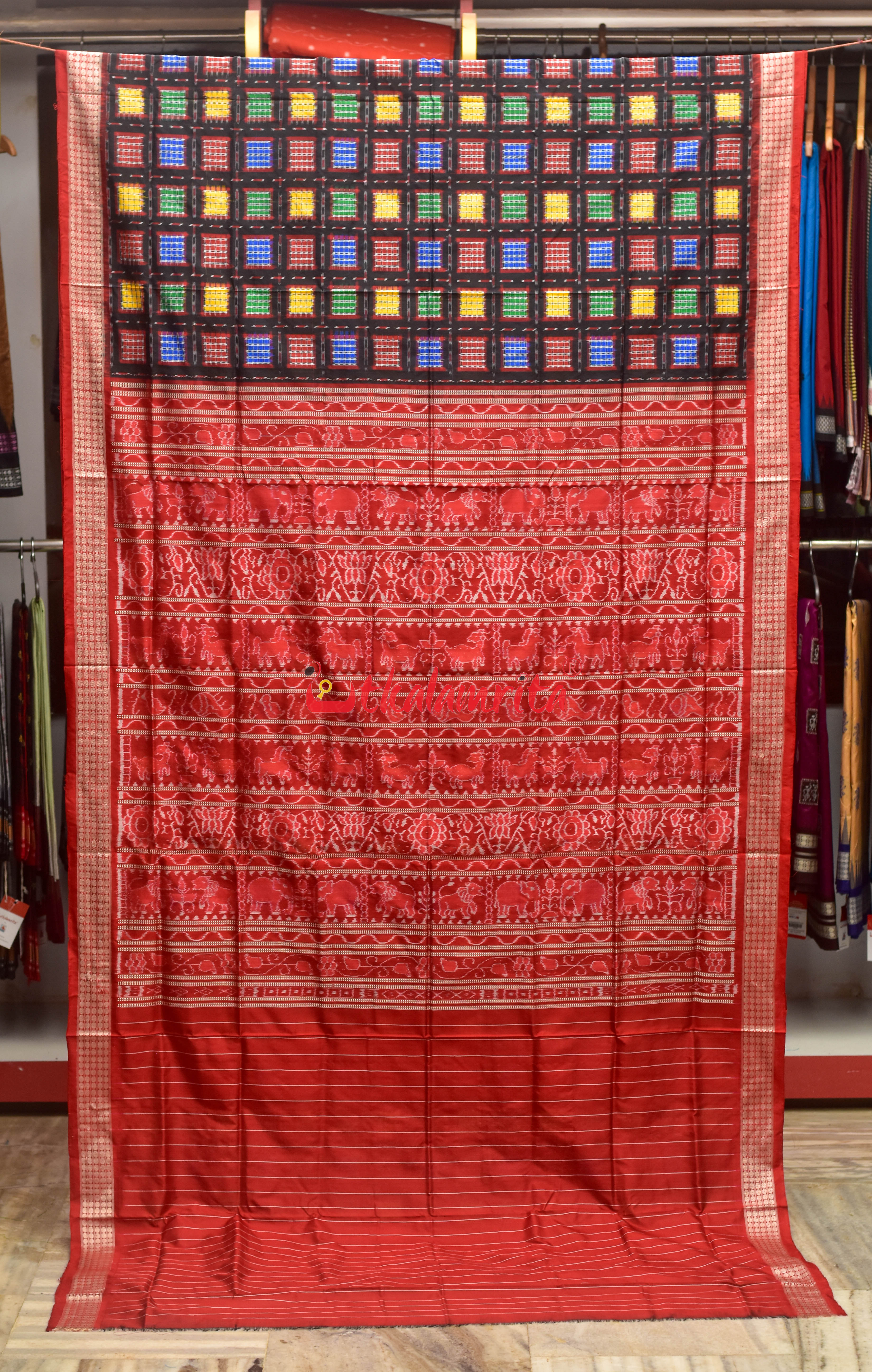 Black Mini Aswini Sambalpuri Silk Saree