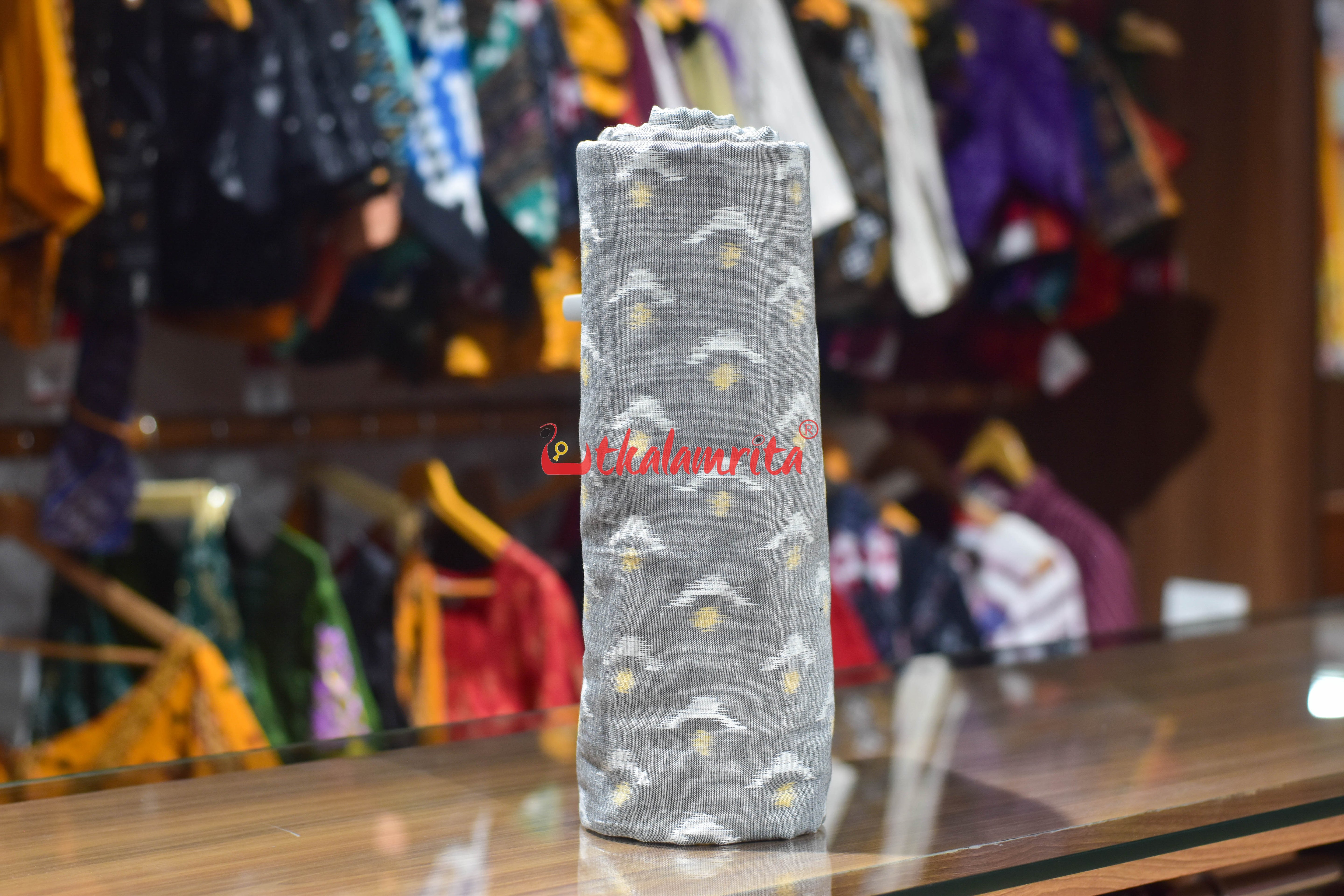 Grey Yellow Chandrika Ikat Cotton (Fabric)