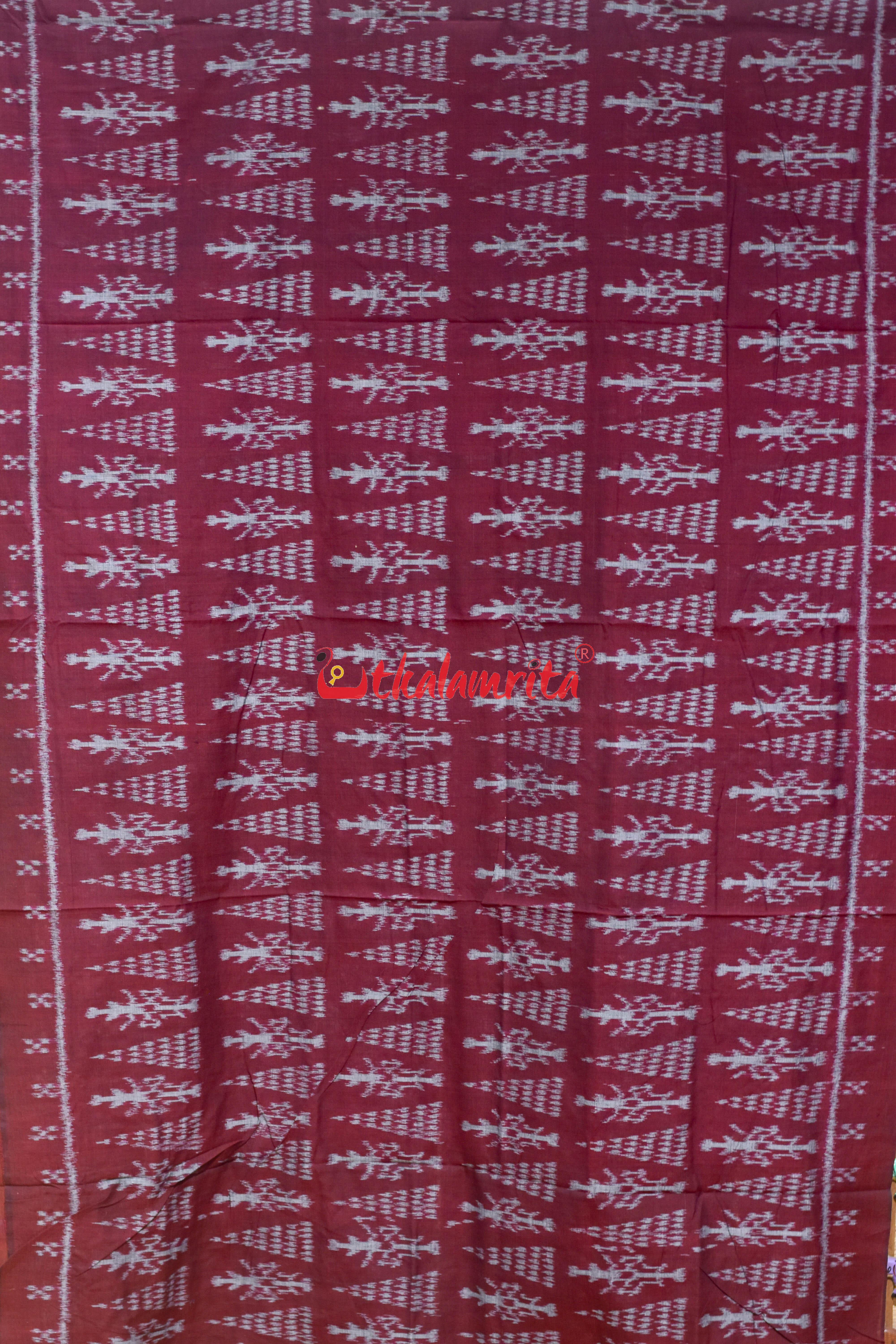 Maroon Thikiri Gacha Design Khandua Cotton Saree