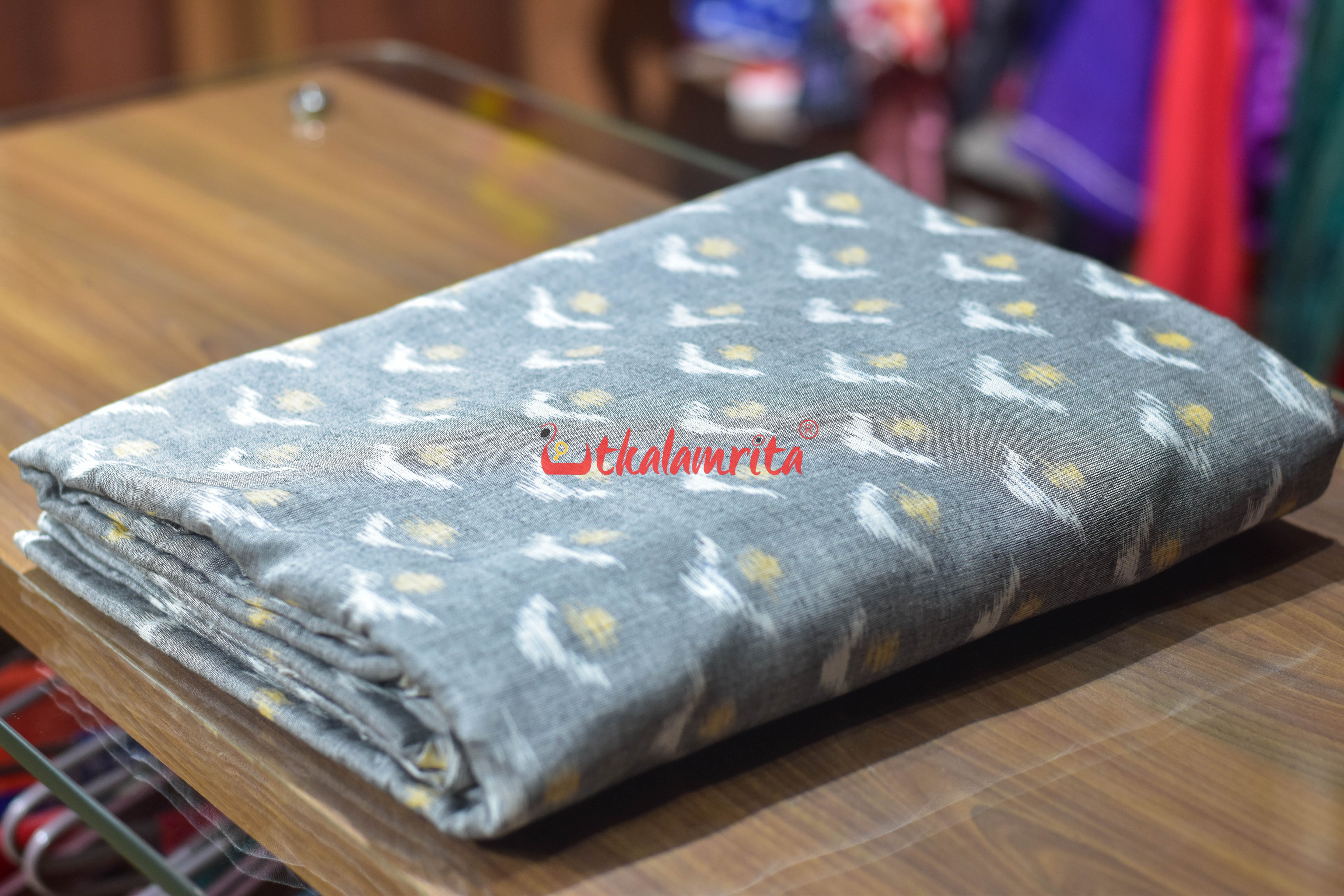 Grey Yellow Chandrika Ikat Cotton (Fabric)