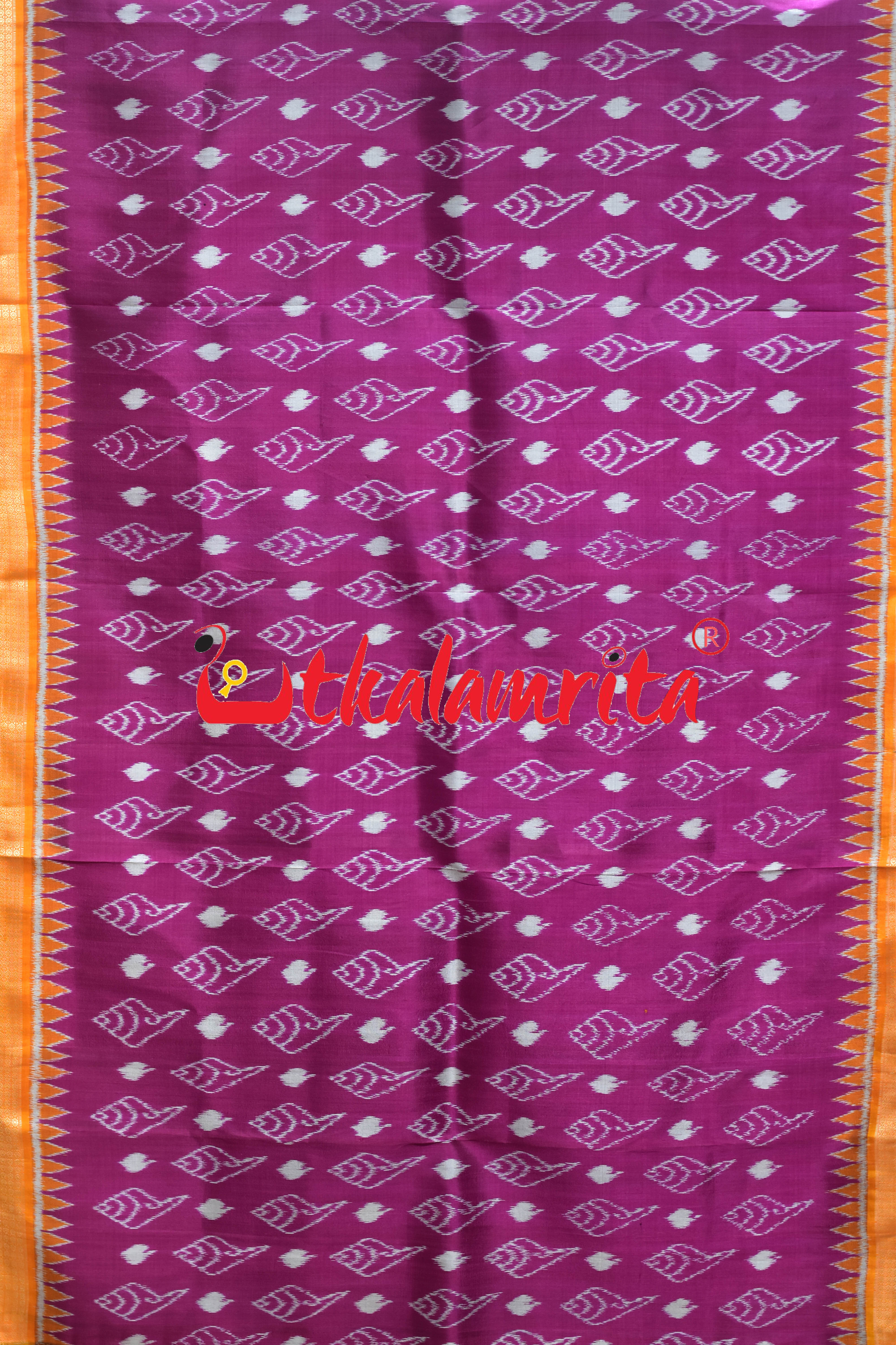 Rani Sankha with Yellow Border Khandua Silk Saree