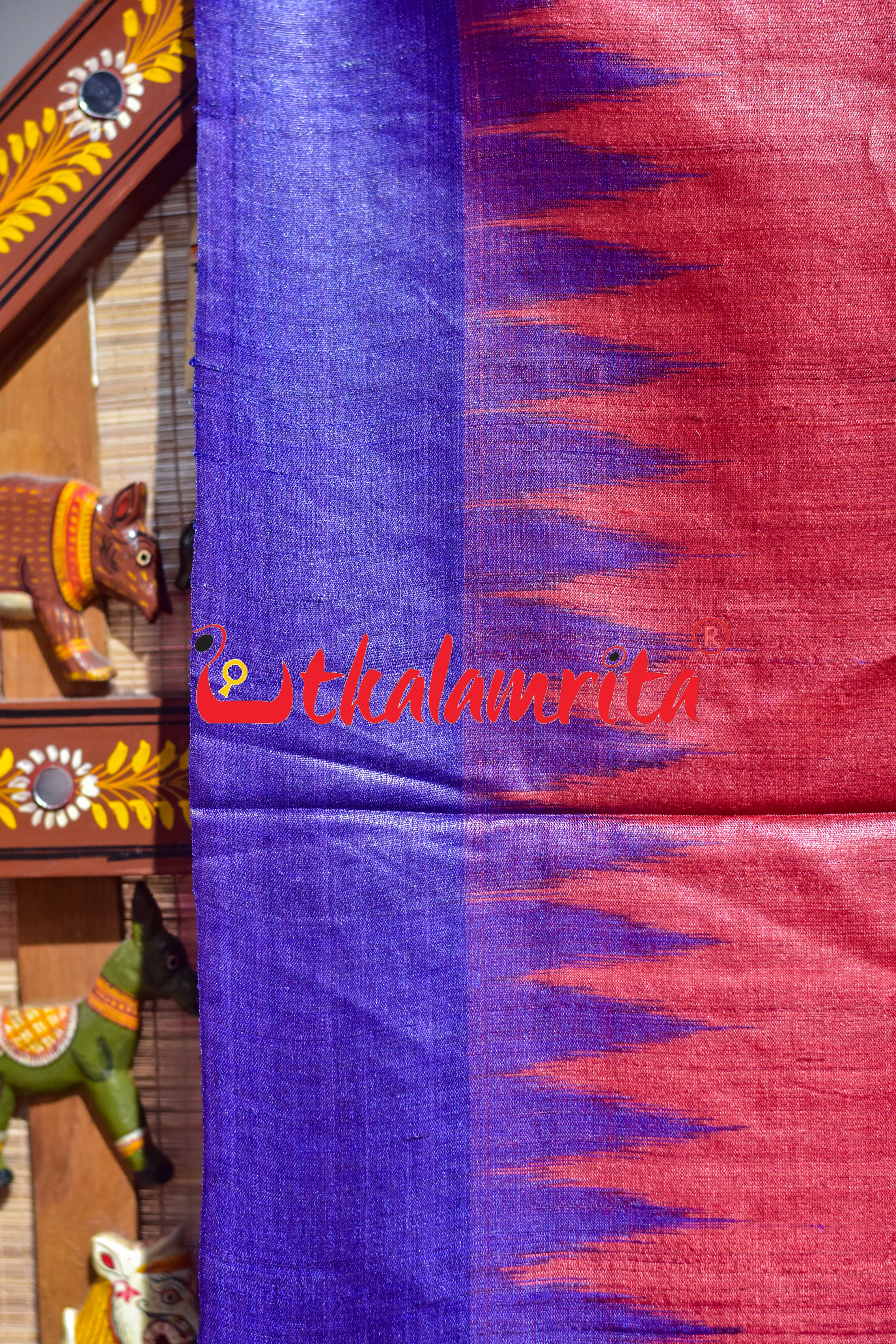 Red Blue Gopalpur Tussar Silk Saree