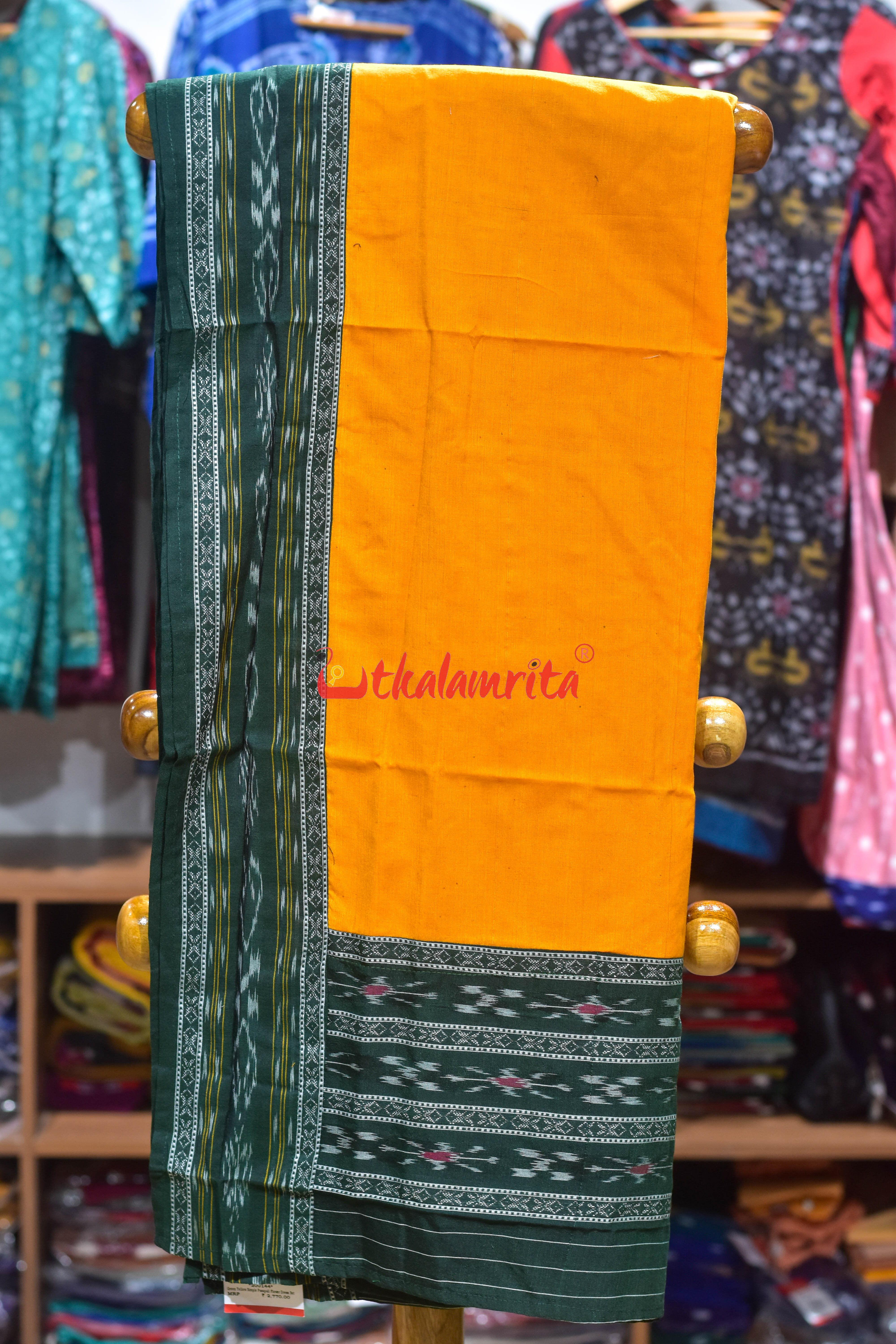Green Yellow Simple Pasapali Flower Dress Set