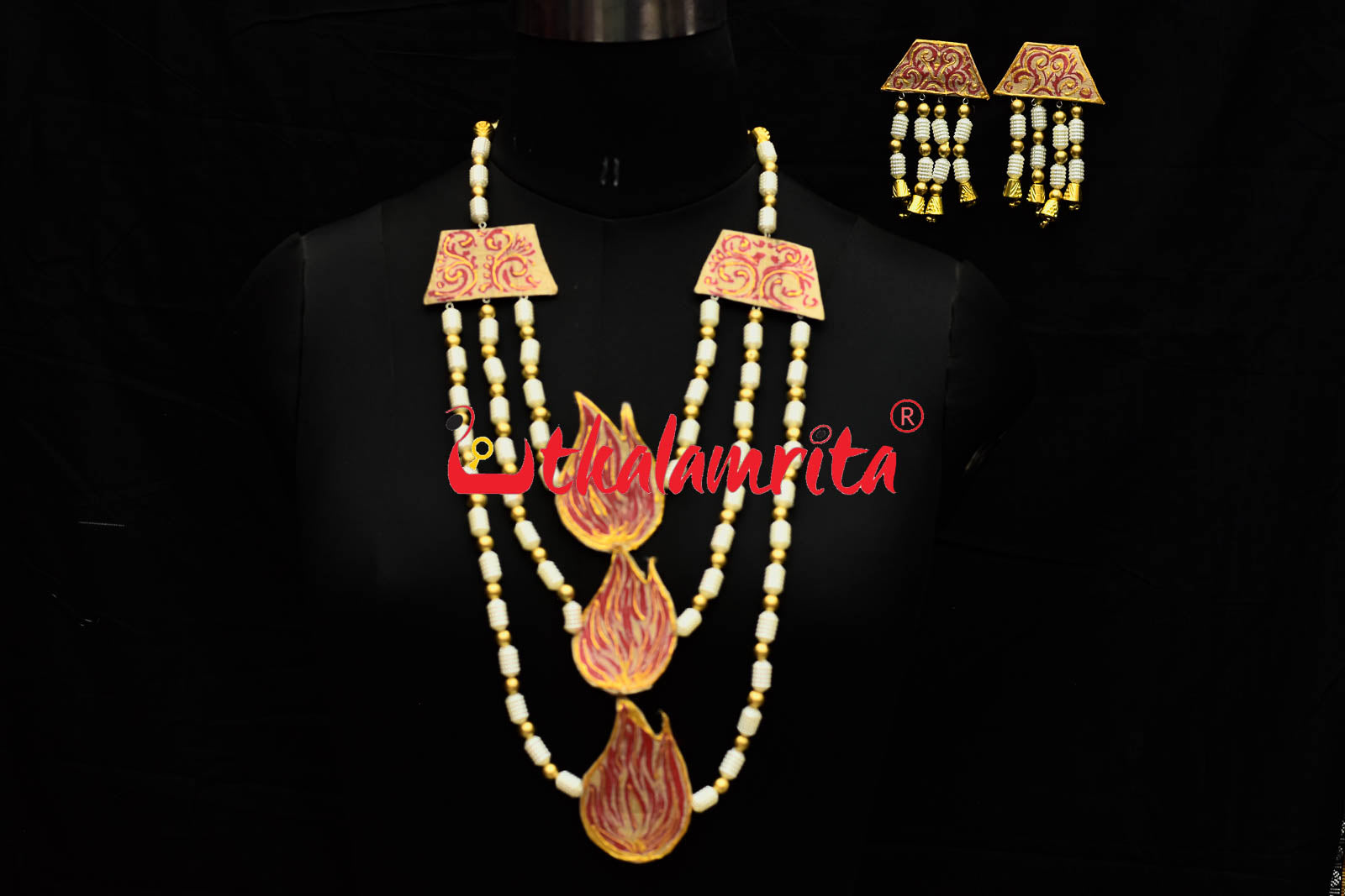 3 Strand Of Agni Pattachitra Jewellery Set