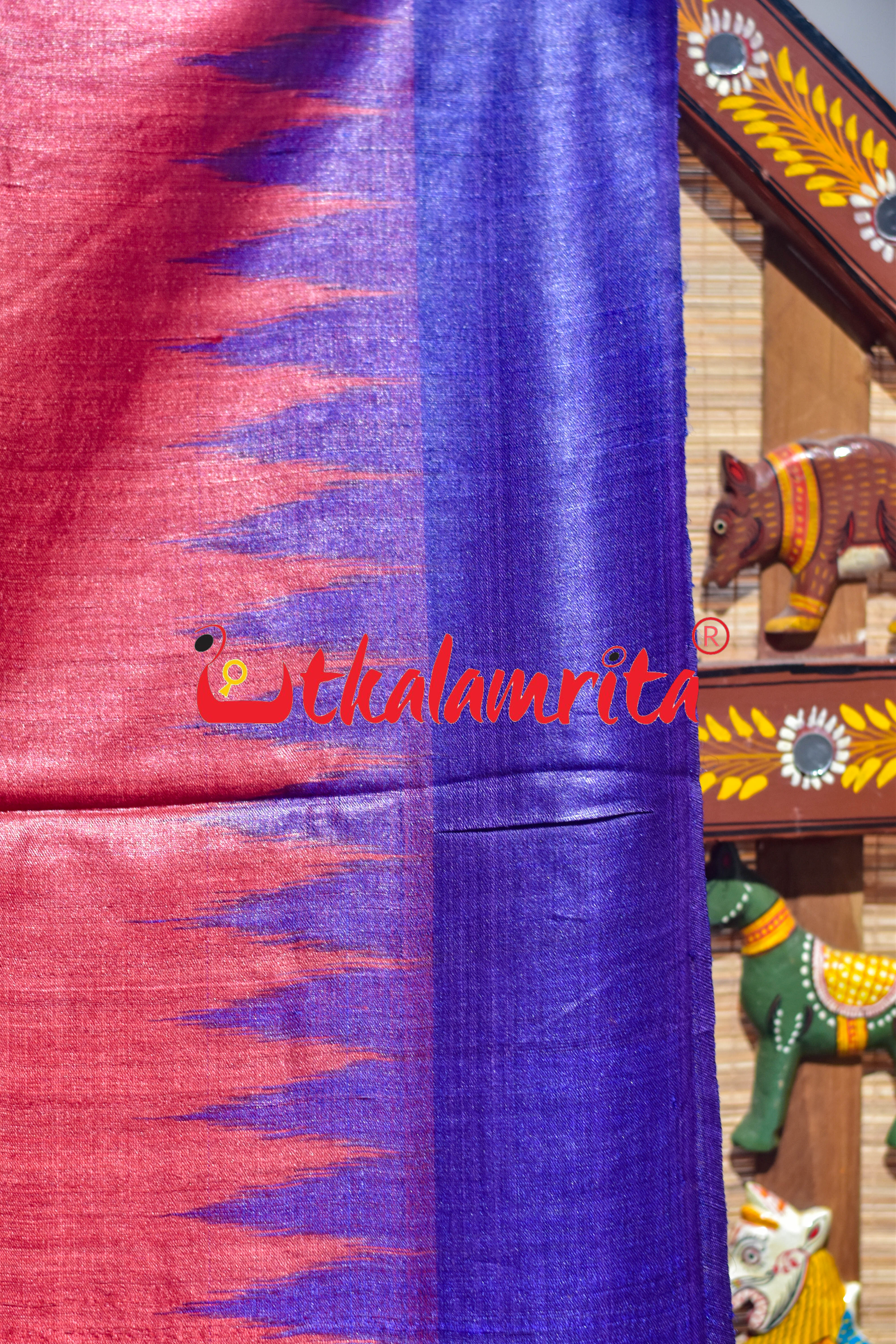 Red Blue Gopalpur Tussar Silk Saree