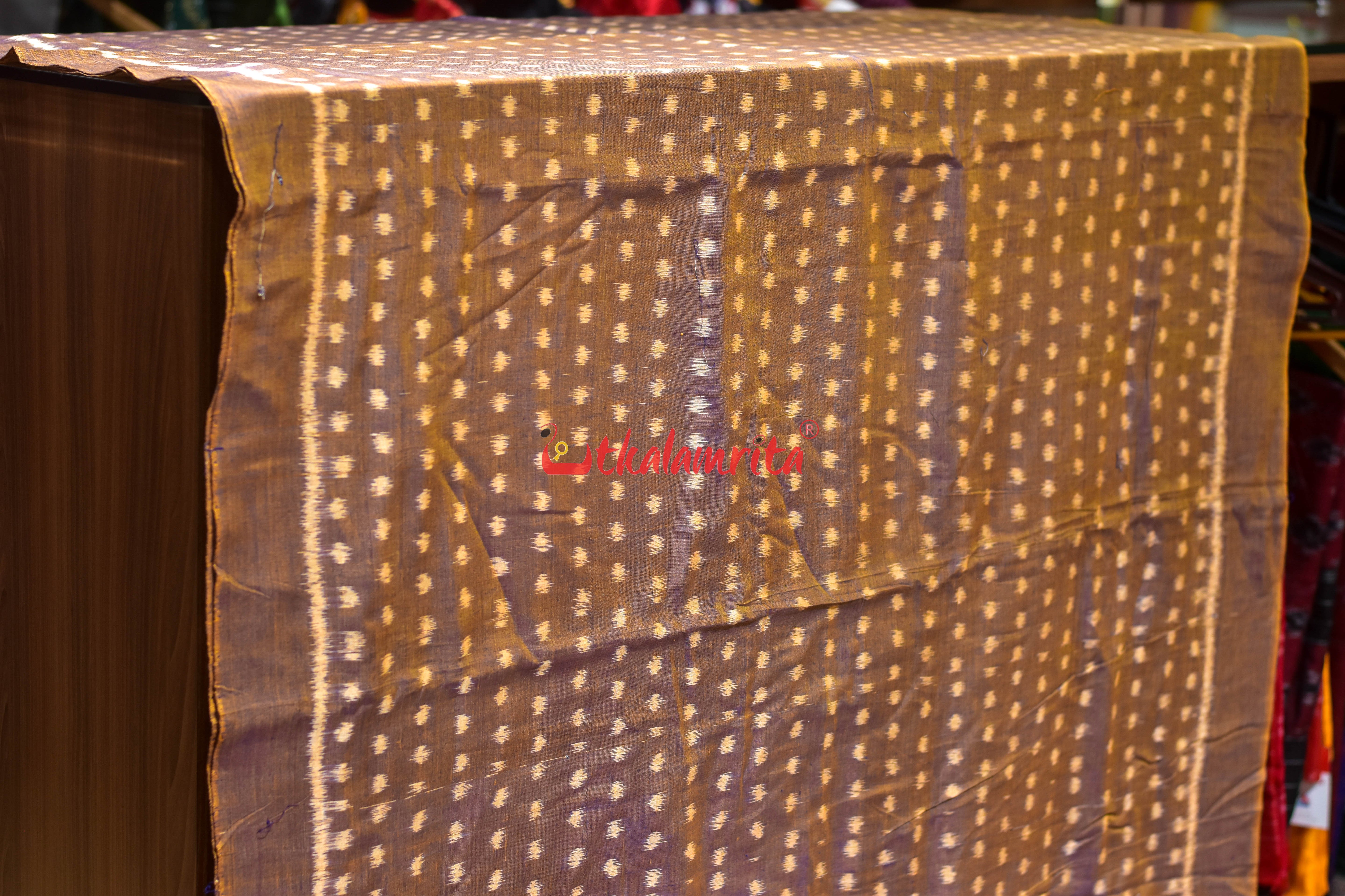 Golden Double Shade Godi Bindu Ikat Cotton (Fabric)