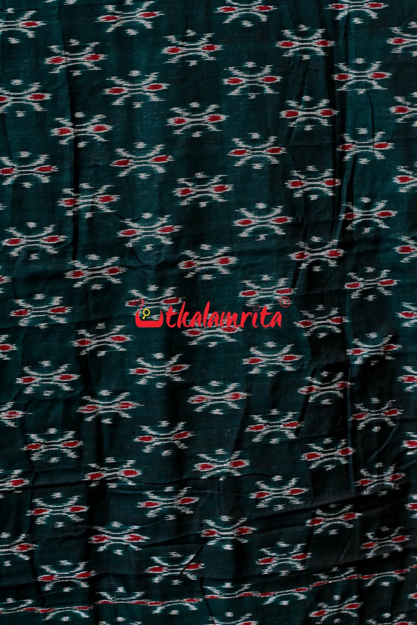 Bottle Green Damru Khandua Pasapali Border Cotton Saree