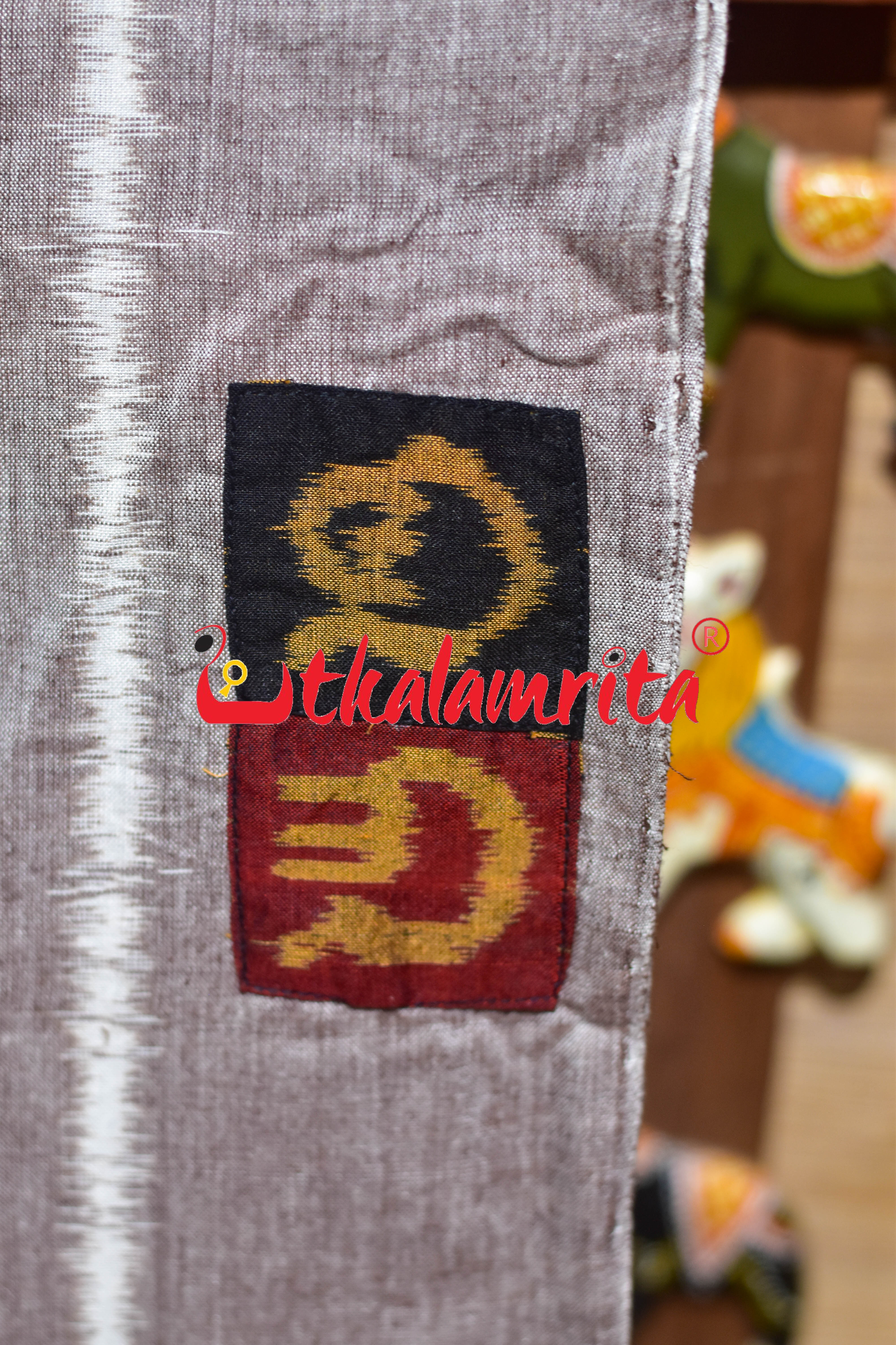 Gol Thikiri Single Ikat Odia Alphabets Anchal Designer Cotton Saree