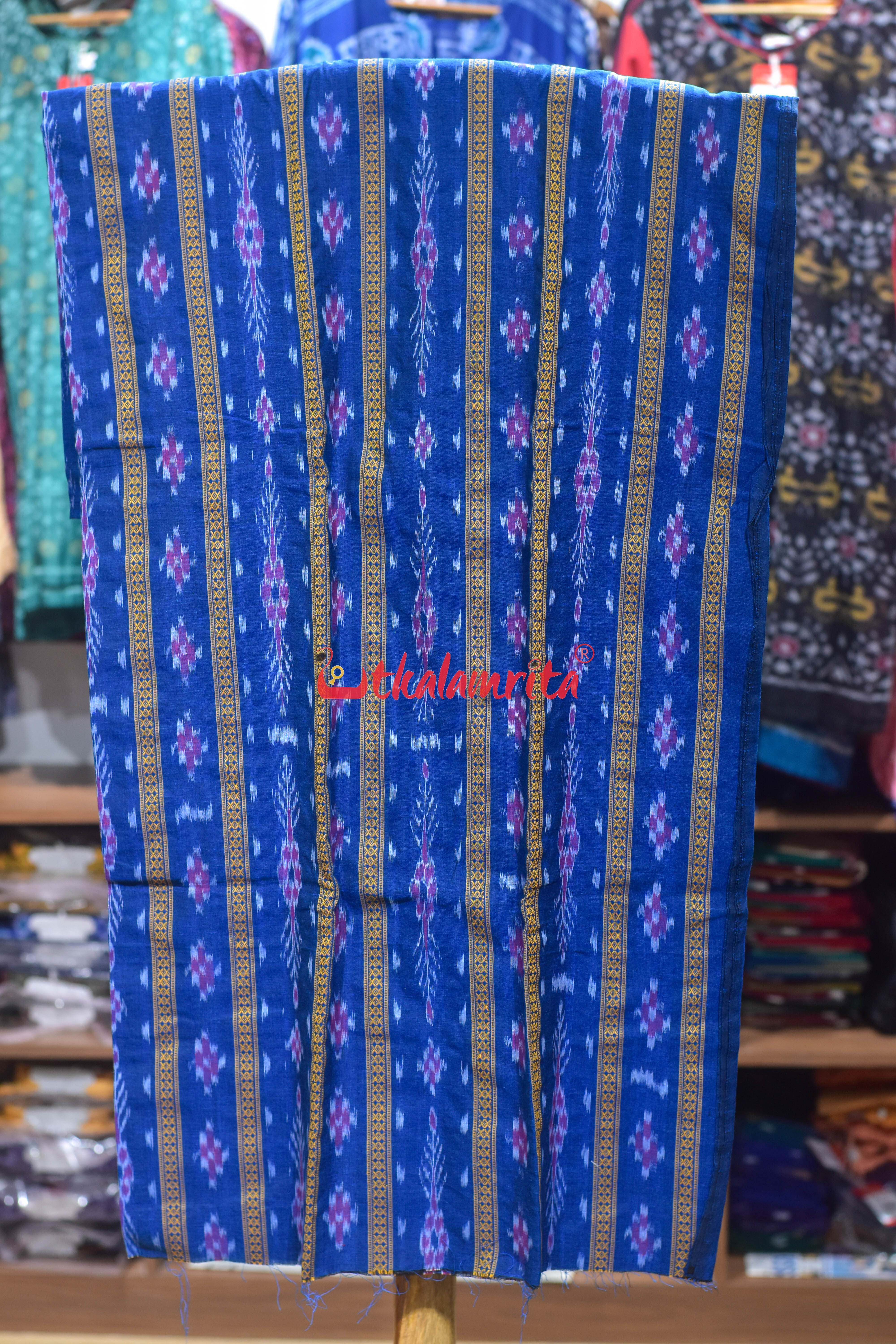 Teal Blue with Grey Pasapali Long Flower Dress Set