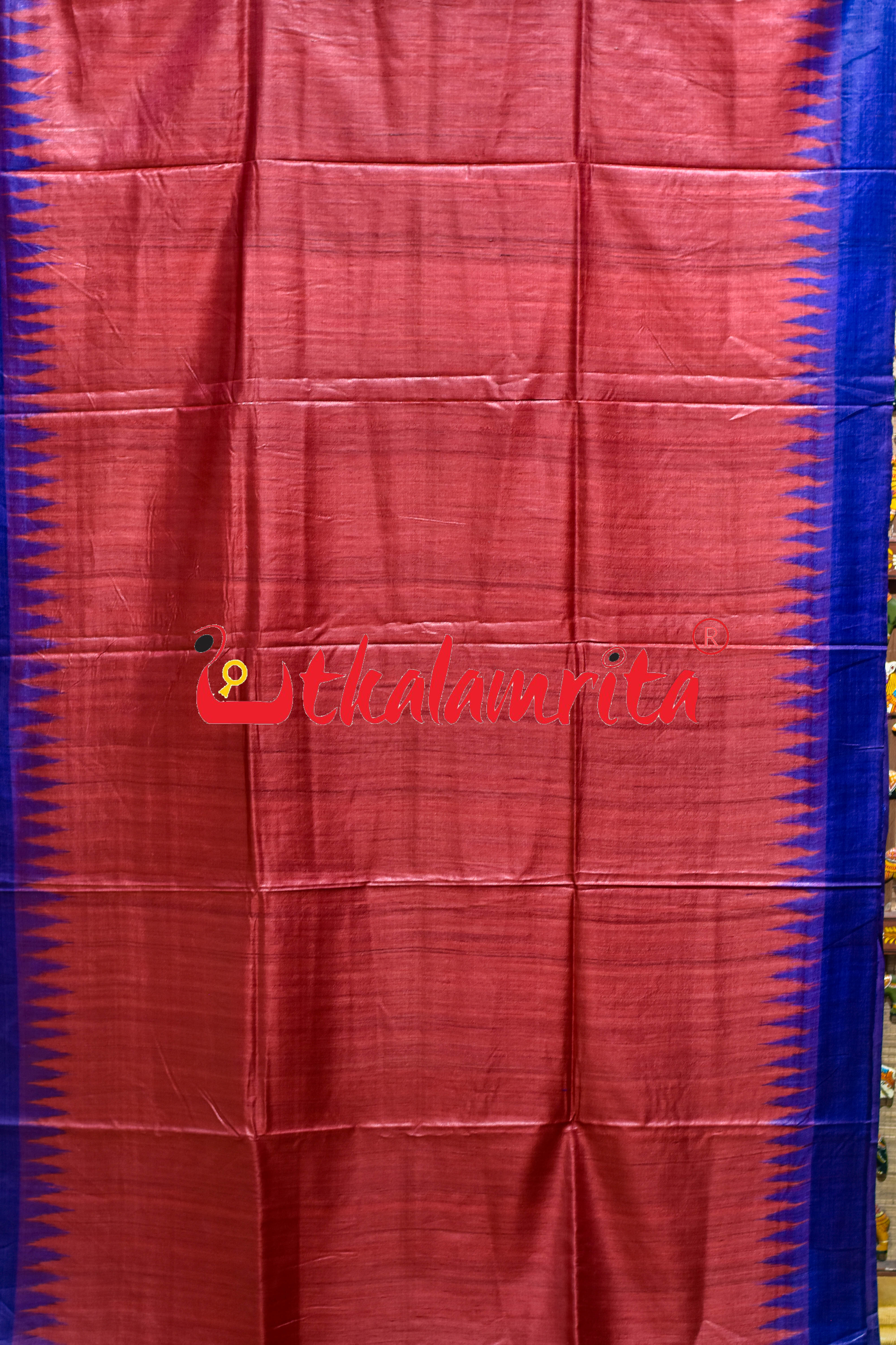 Red Blue Gopalpur Tussar Silk Saree