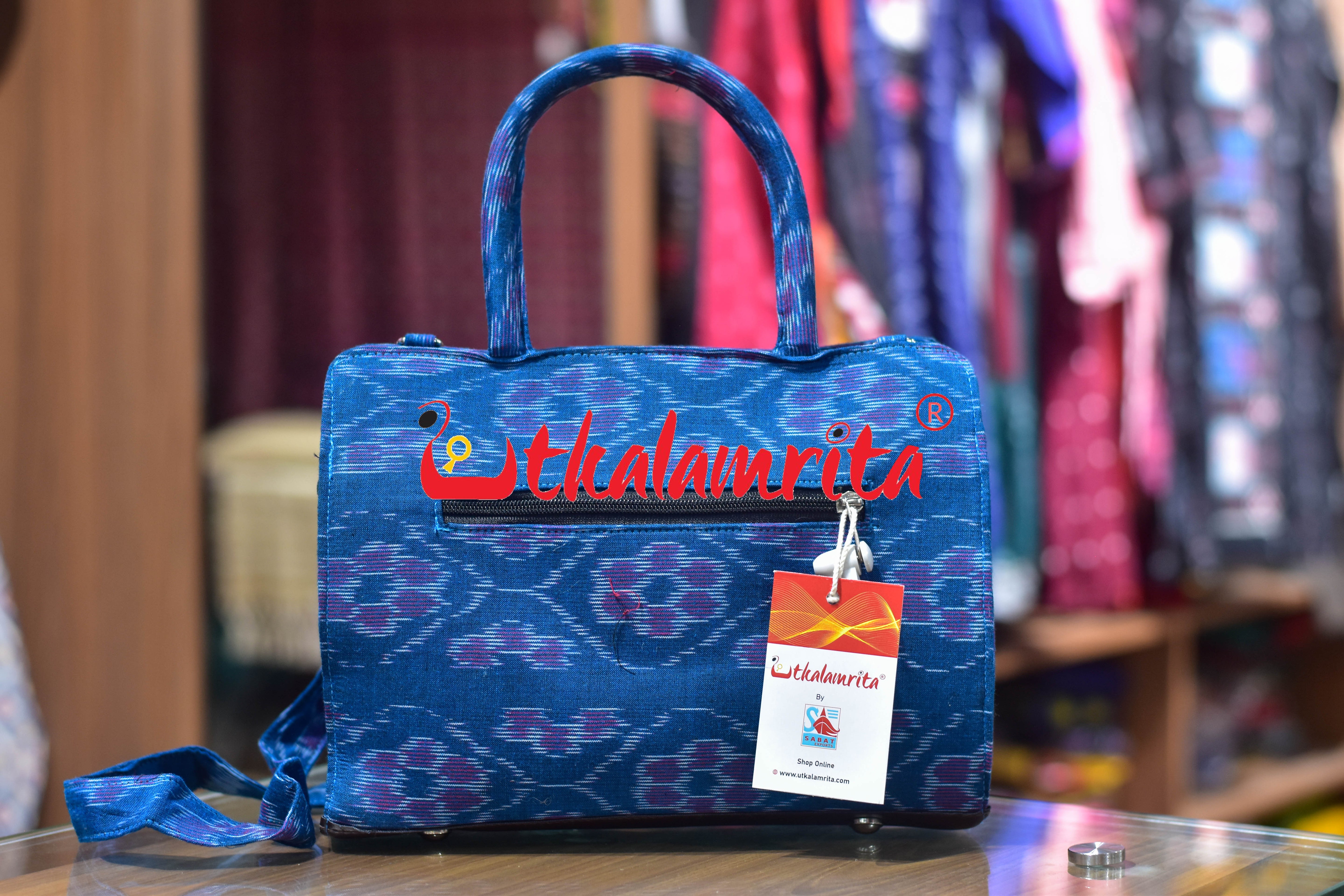 Teal Tetris Medium Vanity Bag