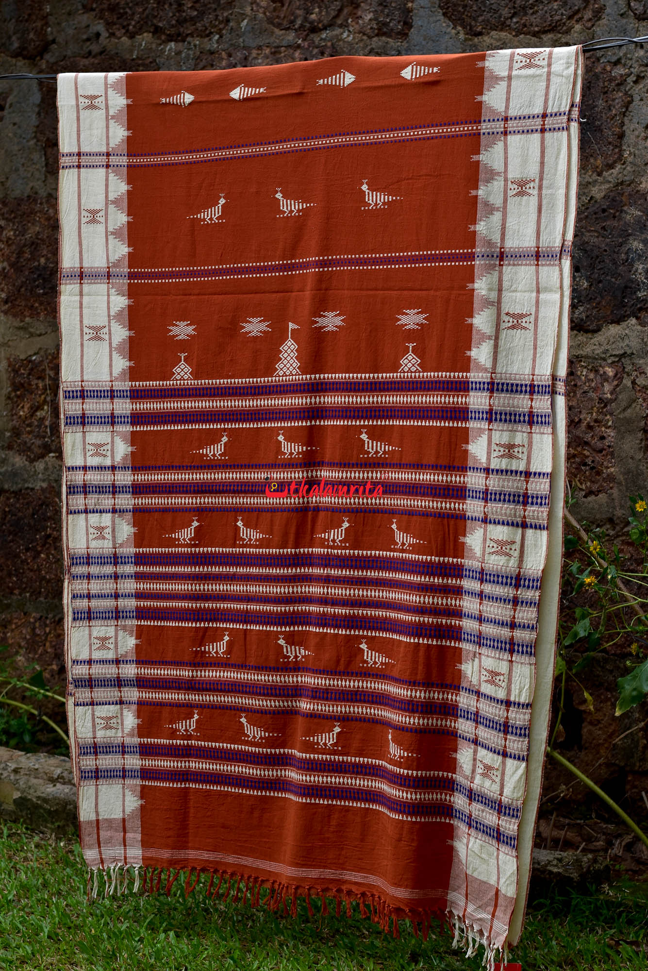 Rust White Kotpad Saree