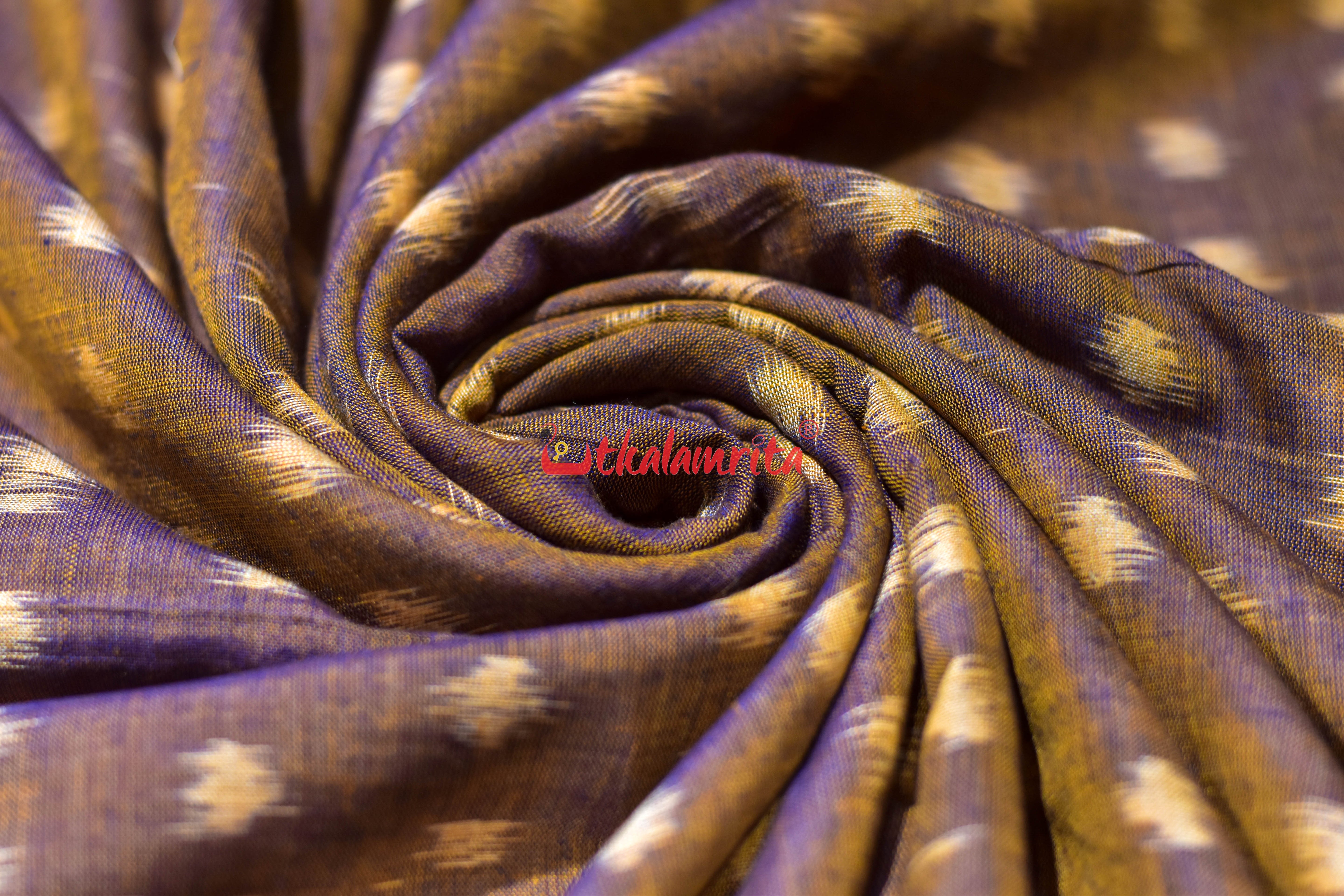 Golden Double Shade Godi Bindu Ikat Cotton (Fabric)