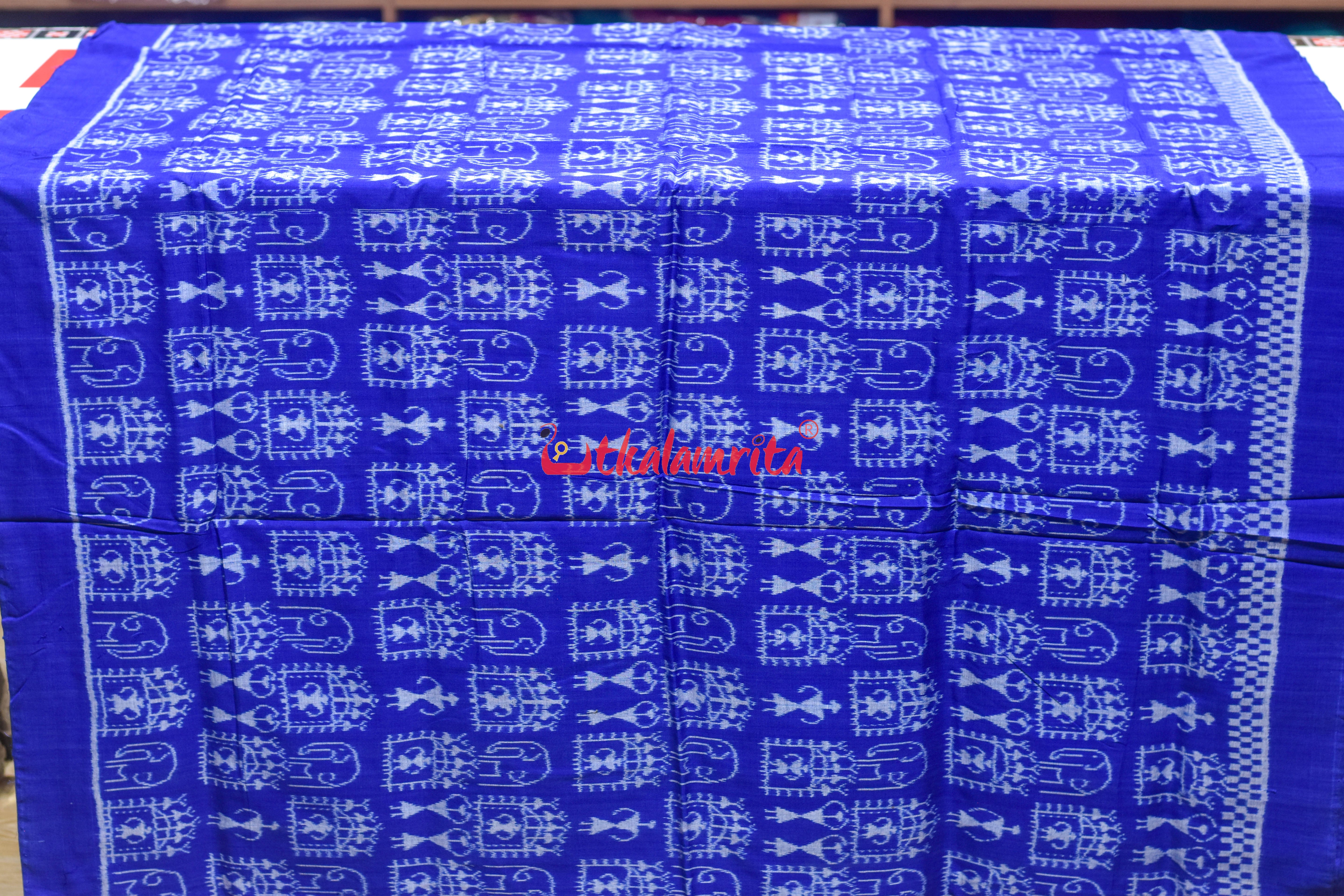 Blue Elephant Tribals Sambalpuri Cotton (Fabric)