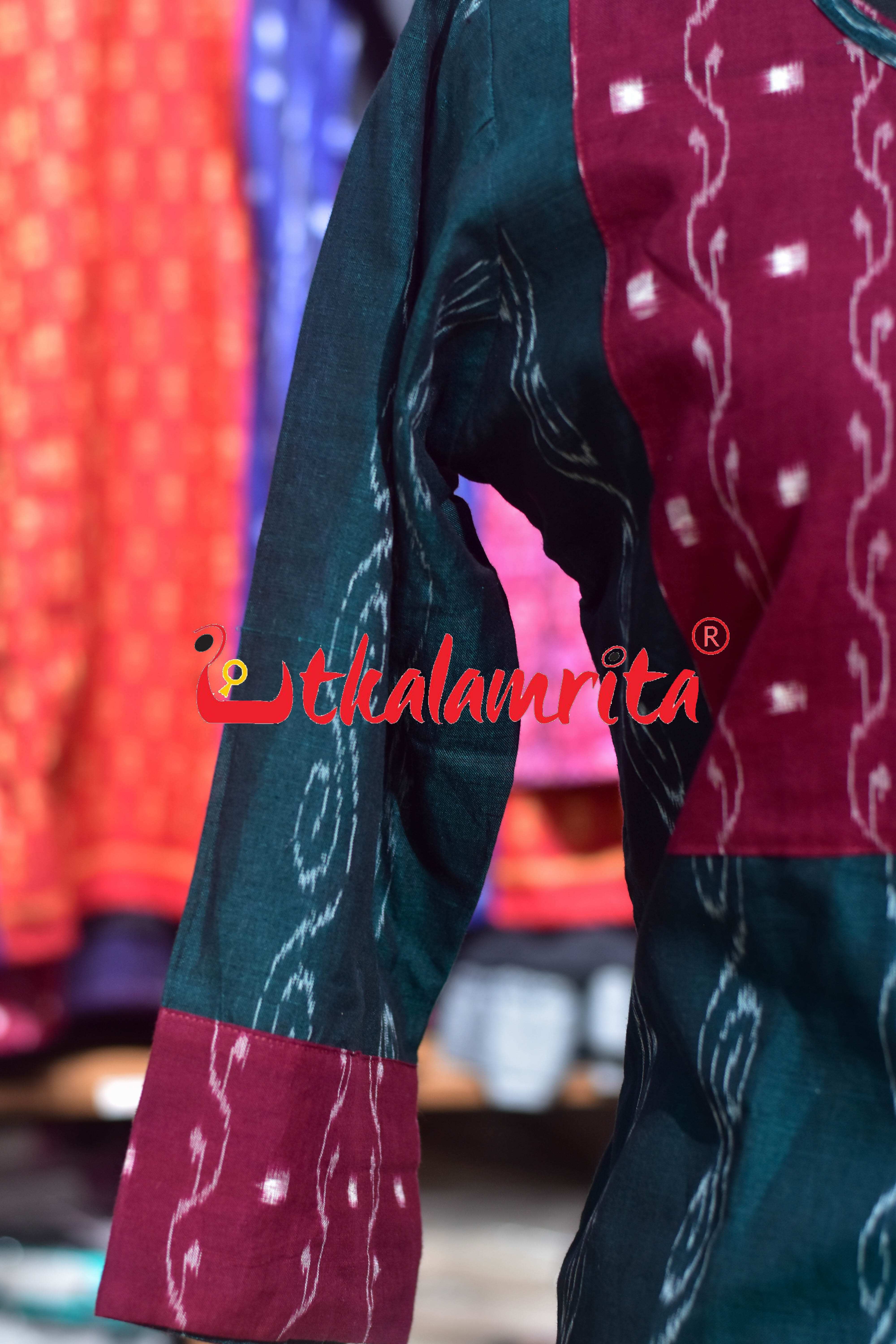 Bottle Green Anjimala Maroon Lata (ladies' Short Kurta)