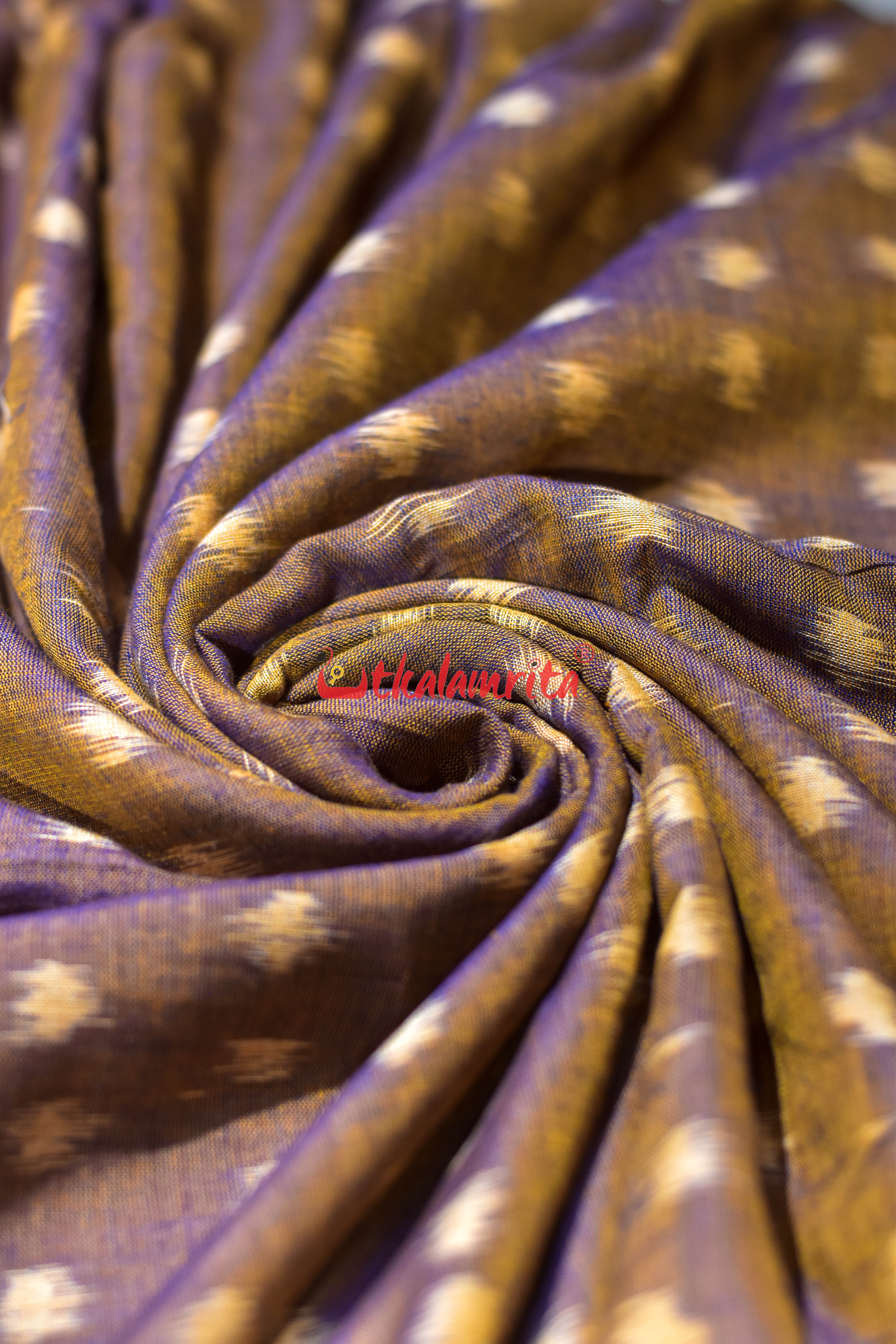 Golden Double Shade Godi Bindu Ikat Cotton (Fabric)