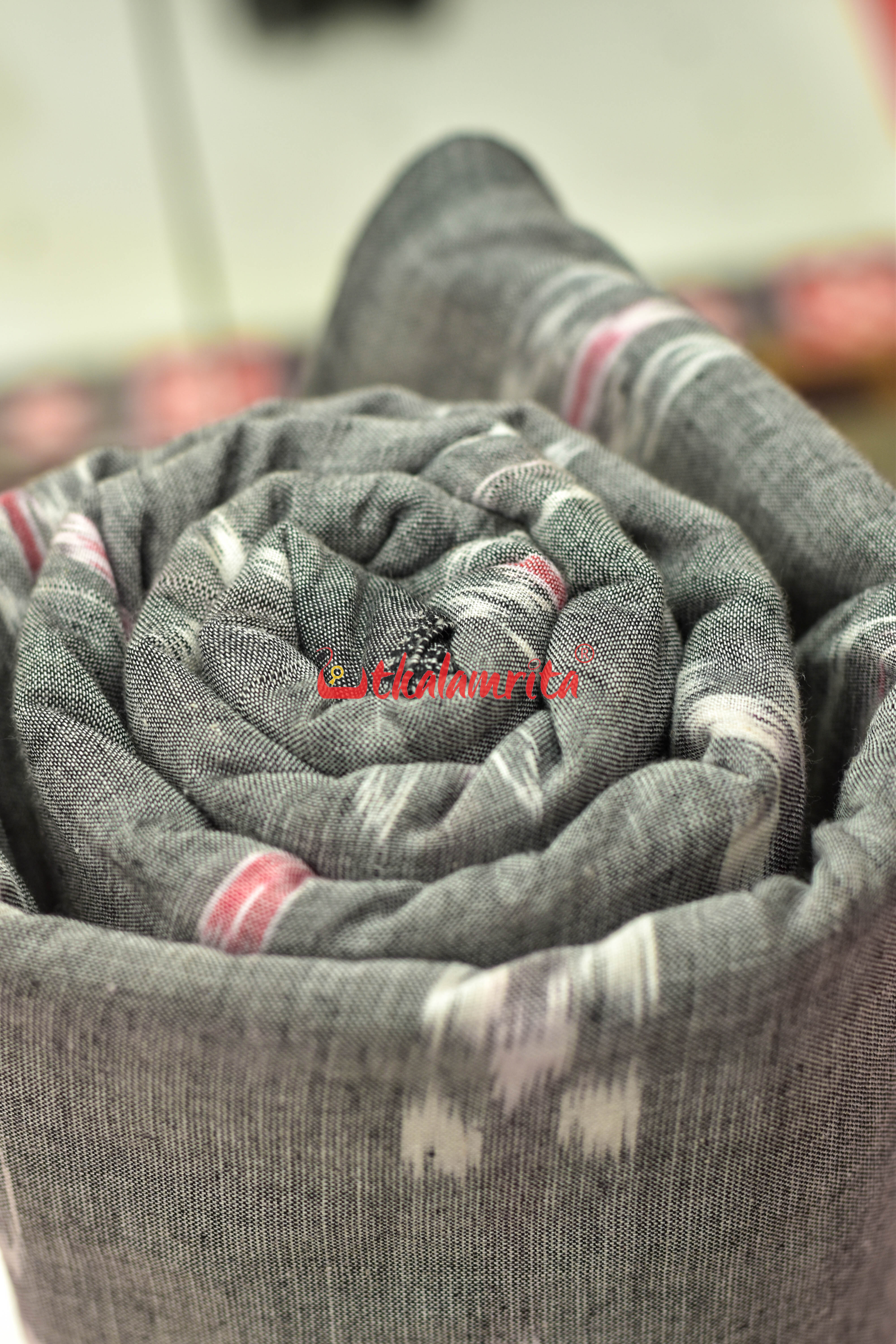 Grey Pasapali and Kadha (Fabric)