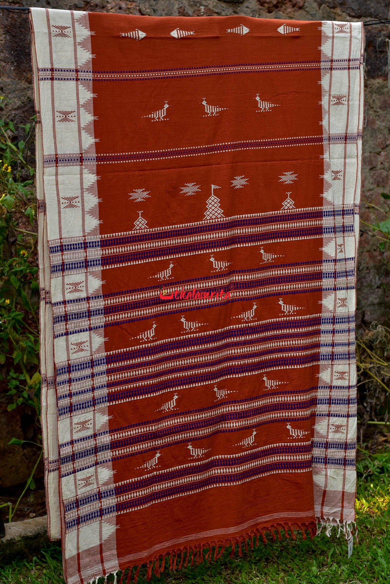 Rust White Kotpad Saree