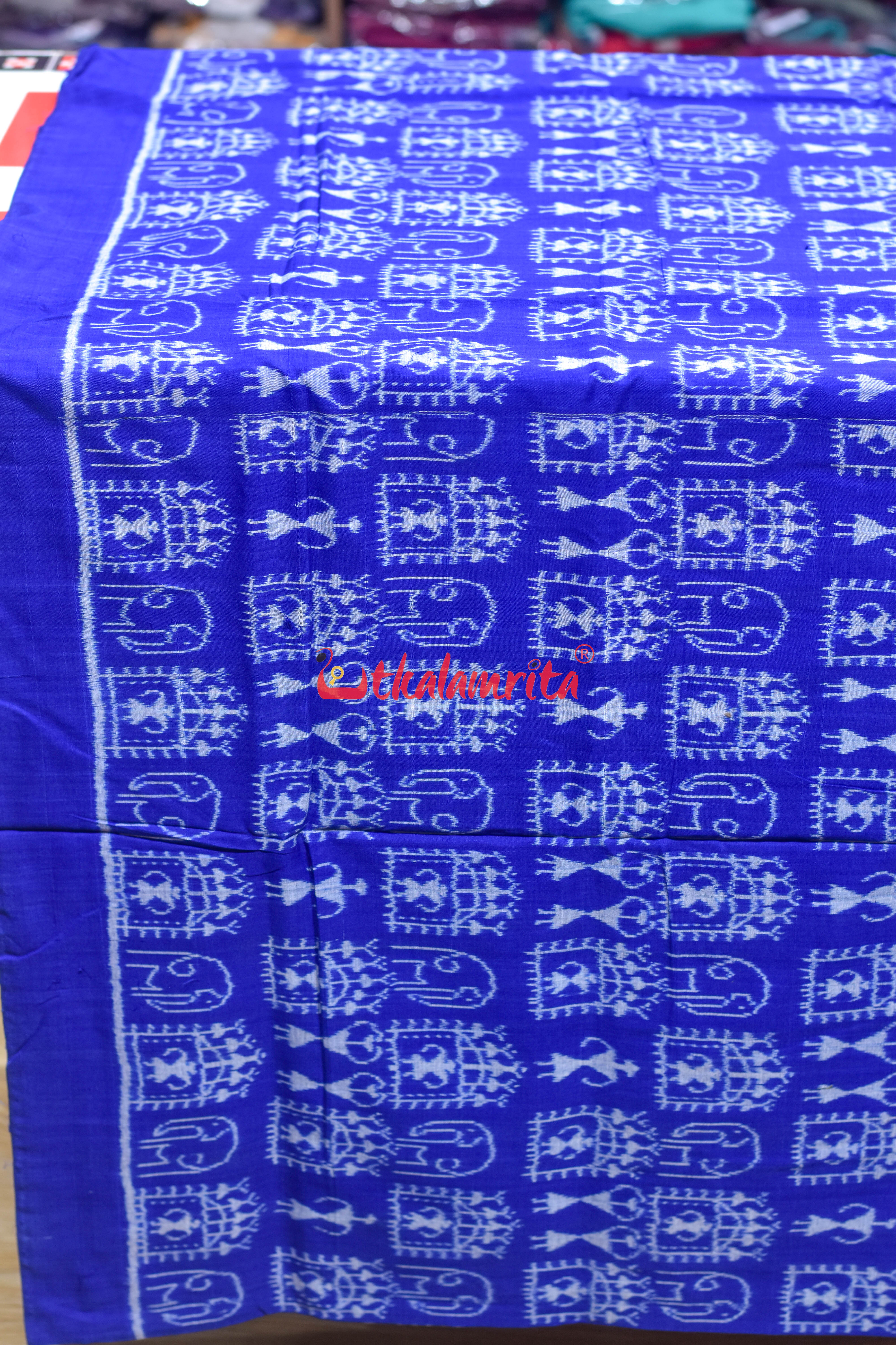 Blue Elephant Tribals Sambalpuri Cotton (Fabric)