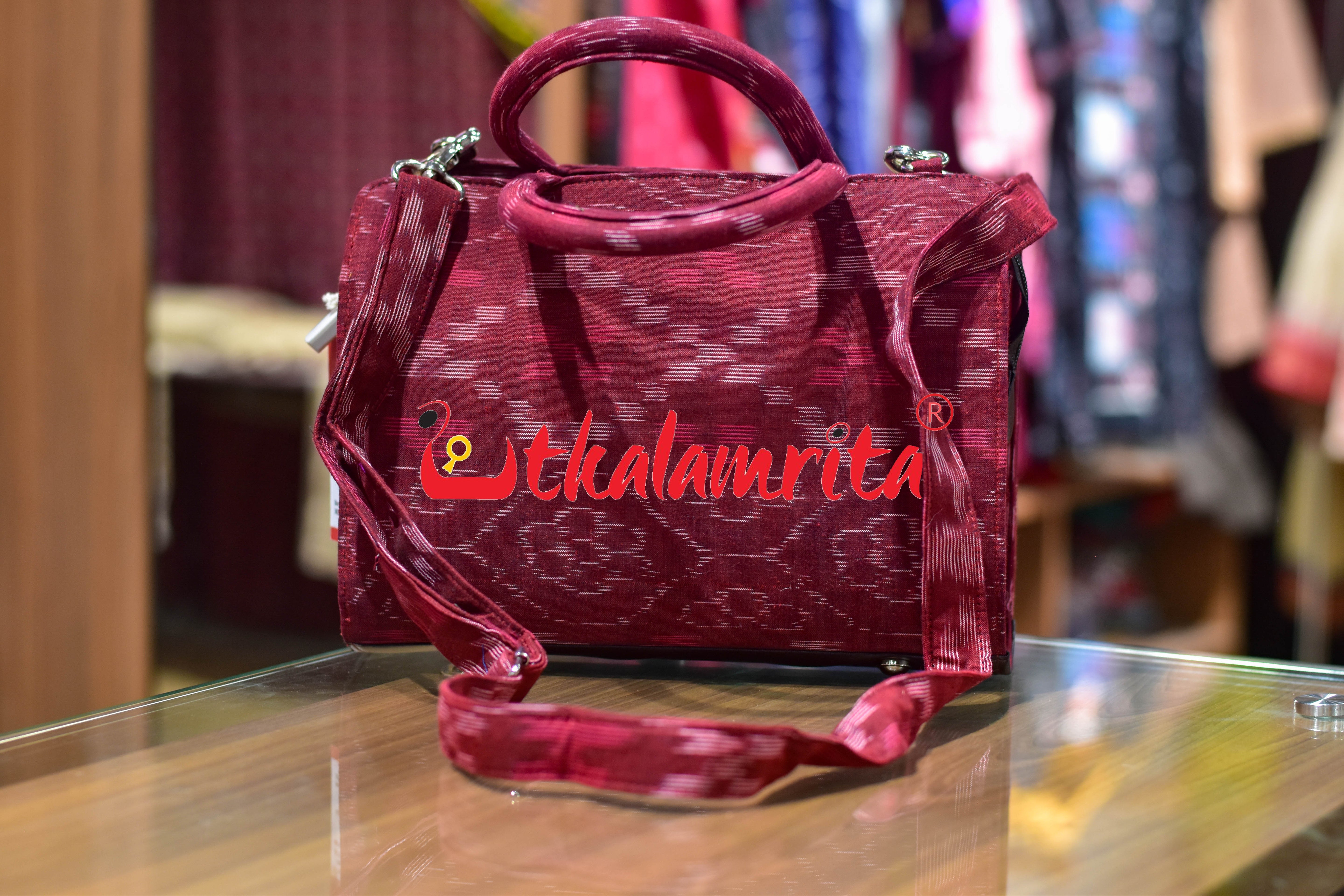 Maroon Tetris Medium Vanity Bag