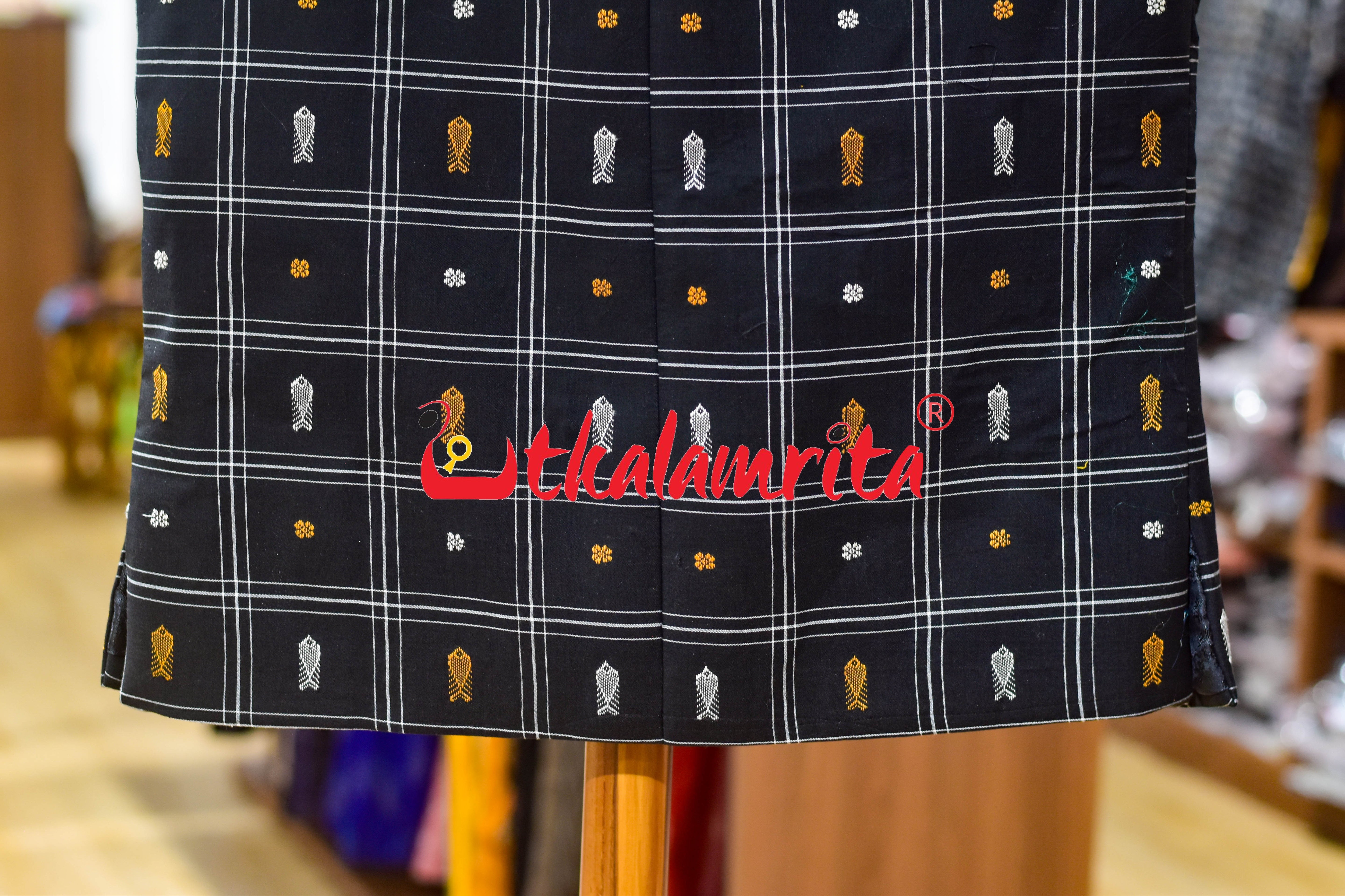 Black White Lines Fish Buti (Modi Jacket)