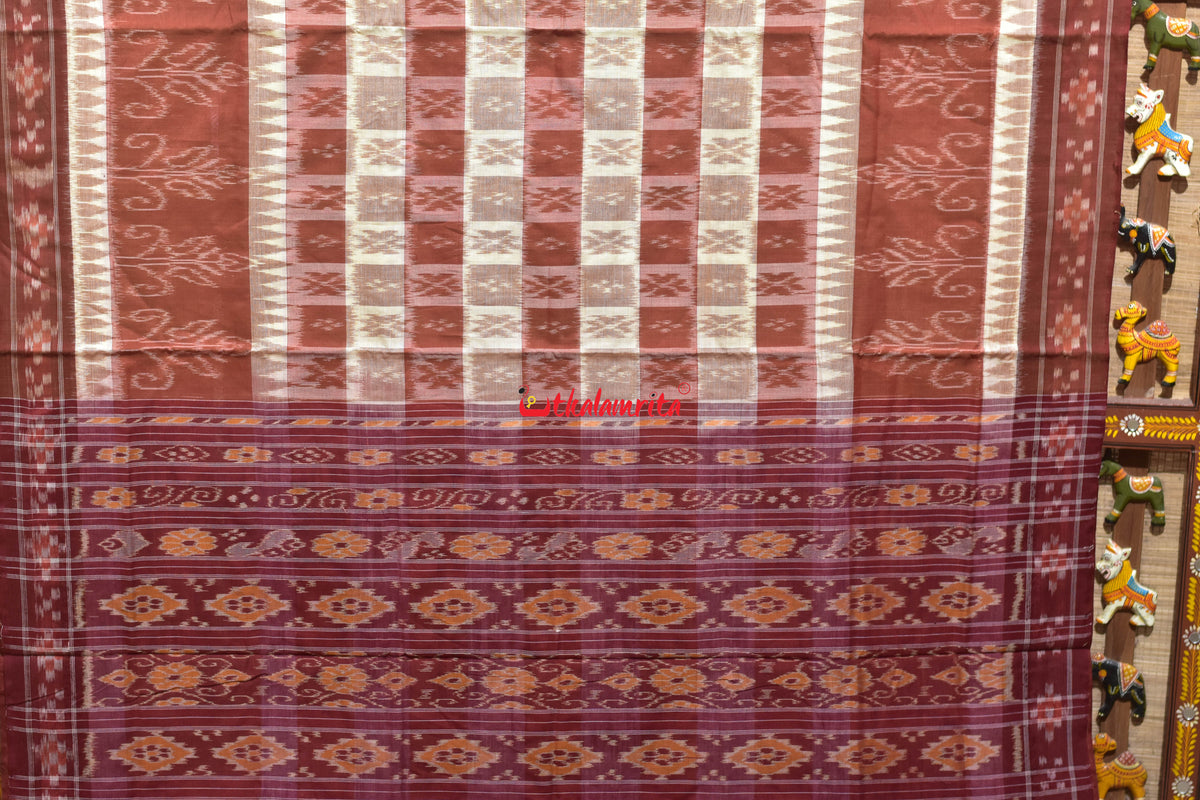 Rust Cream Hycco Khandua Cotton Saree