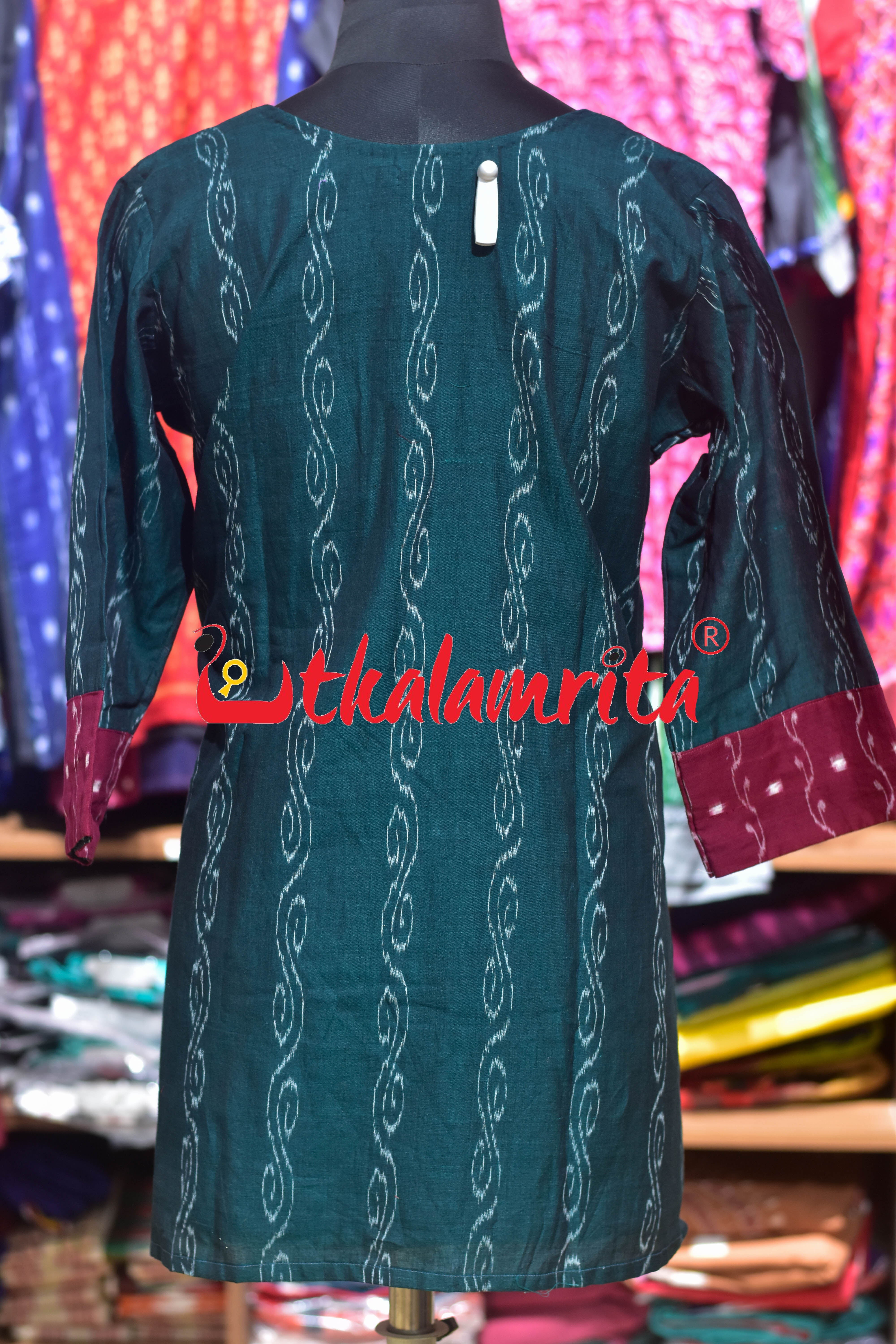 Bottle Green Anjimala Maroon Lata (ladies' Short Kurta)
