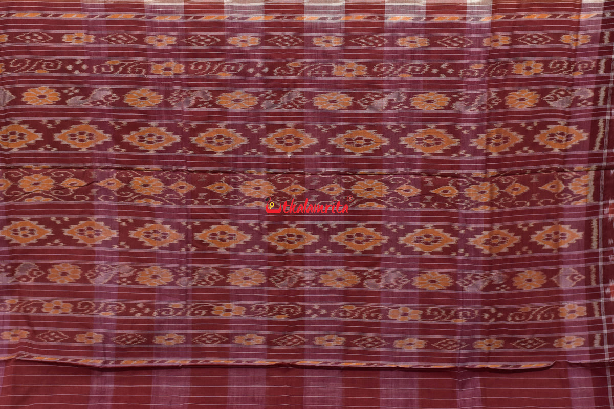 Rust Cream Hycco Khandua Cotton Saree