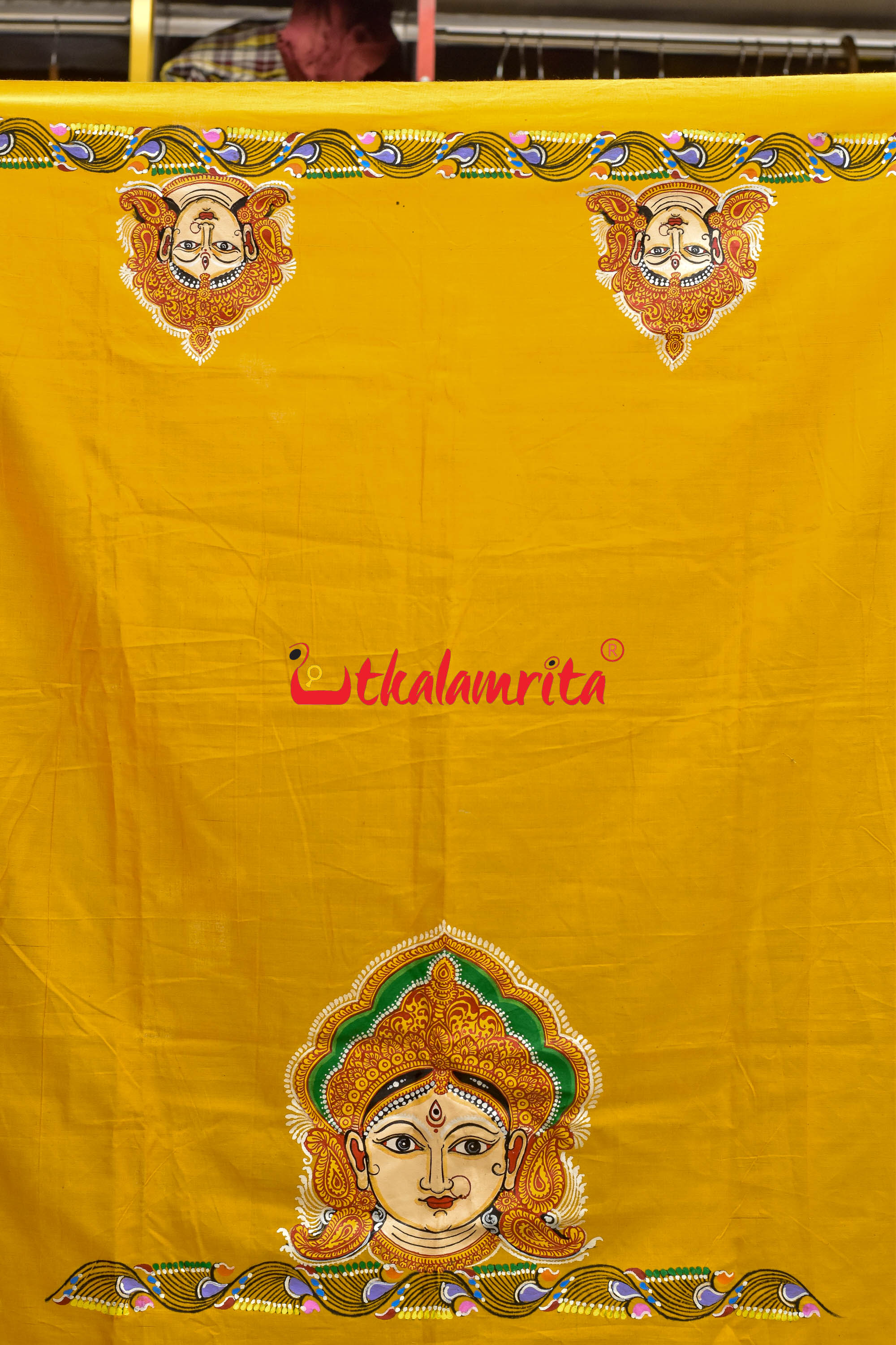 Mustard Durga Pattachitra (Blouse Piece)