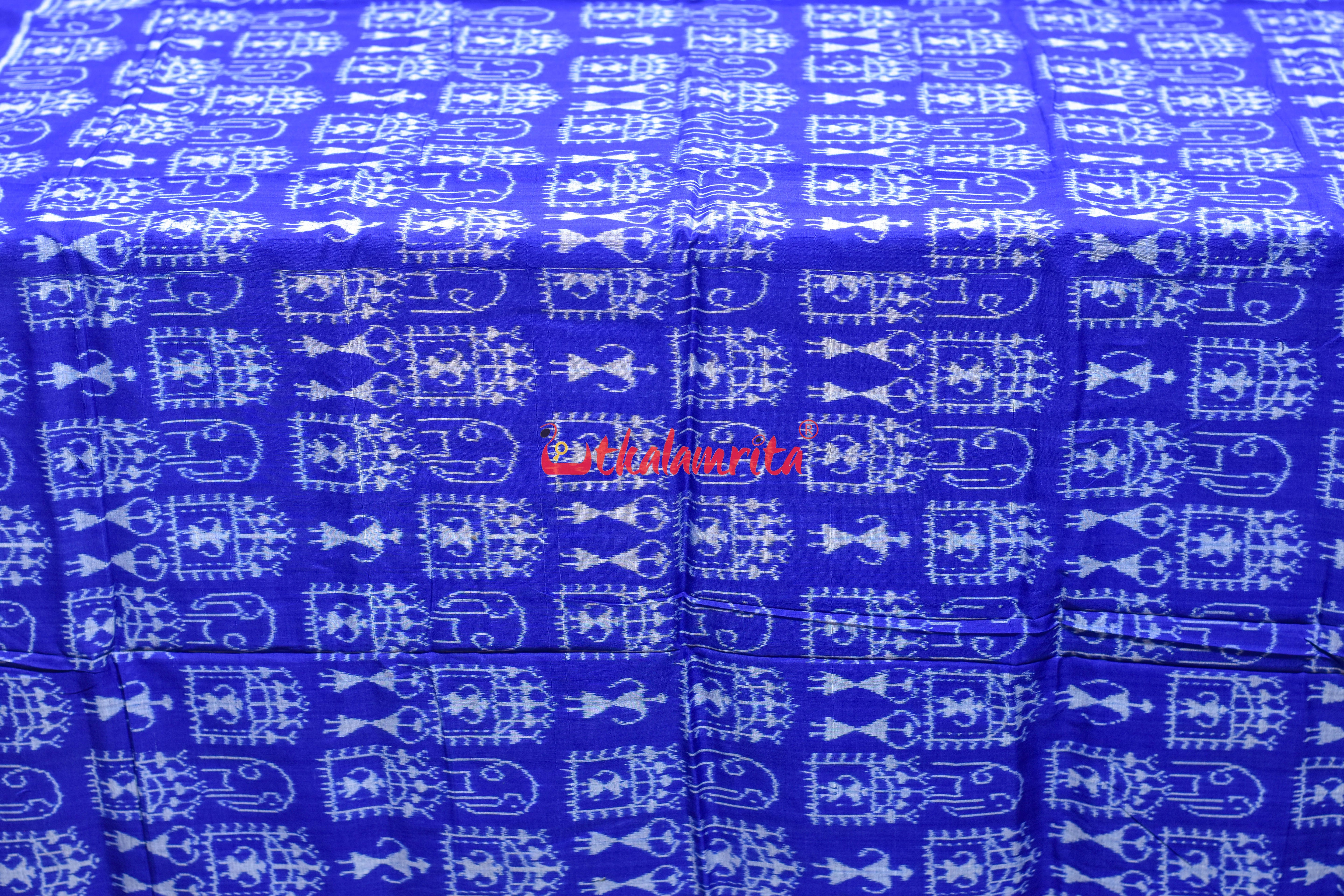 Blue Elephant Tribals Sambalpuri Cotton (Fabric)