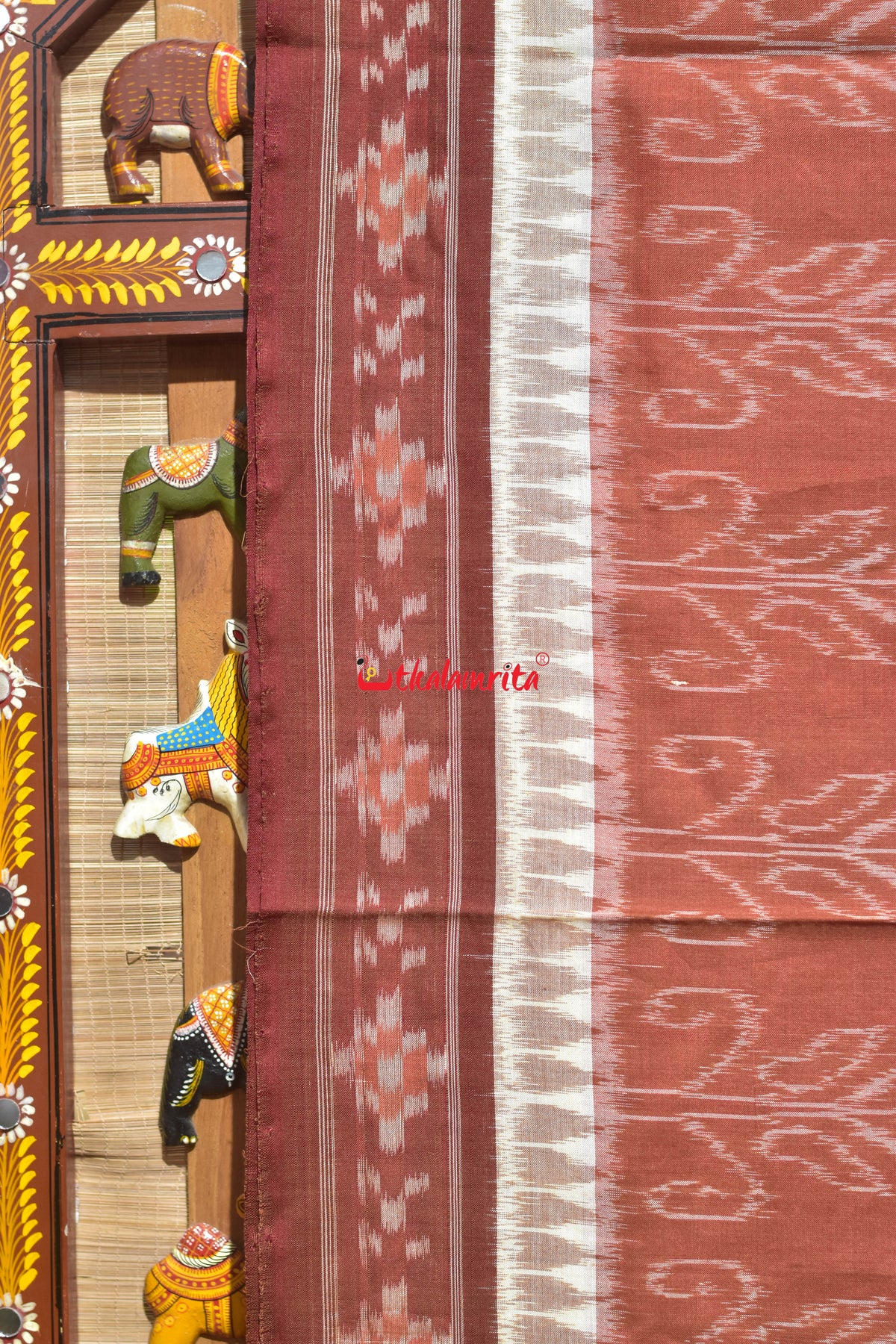 Rust Cream Hycco Khandua Cotton Saree