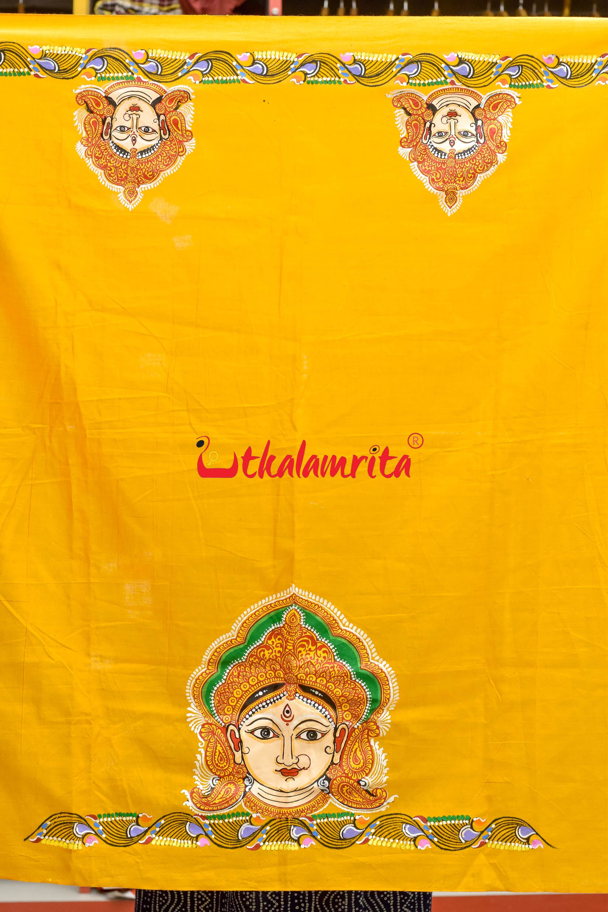 Mustard Durga Pattachitra (Blouse Piece)