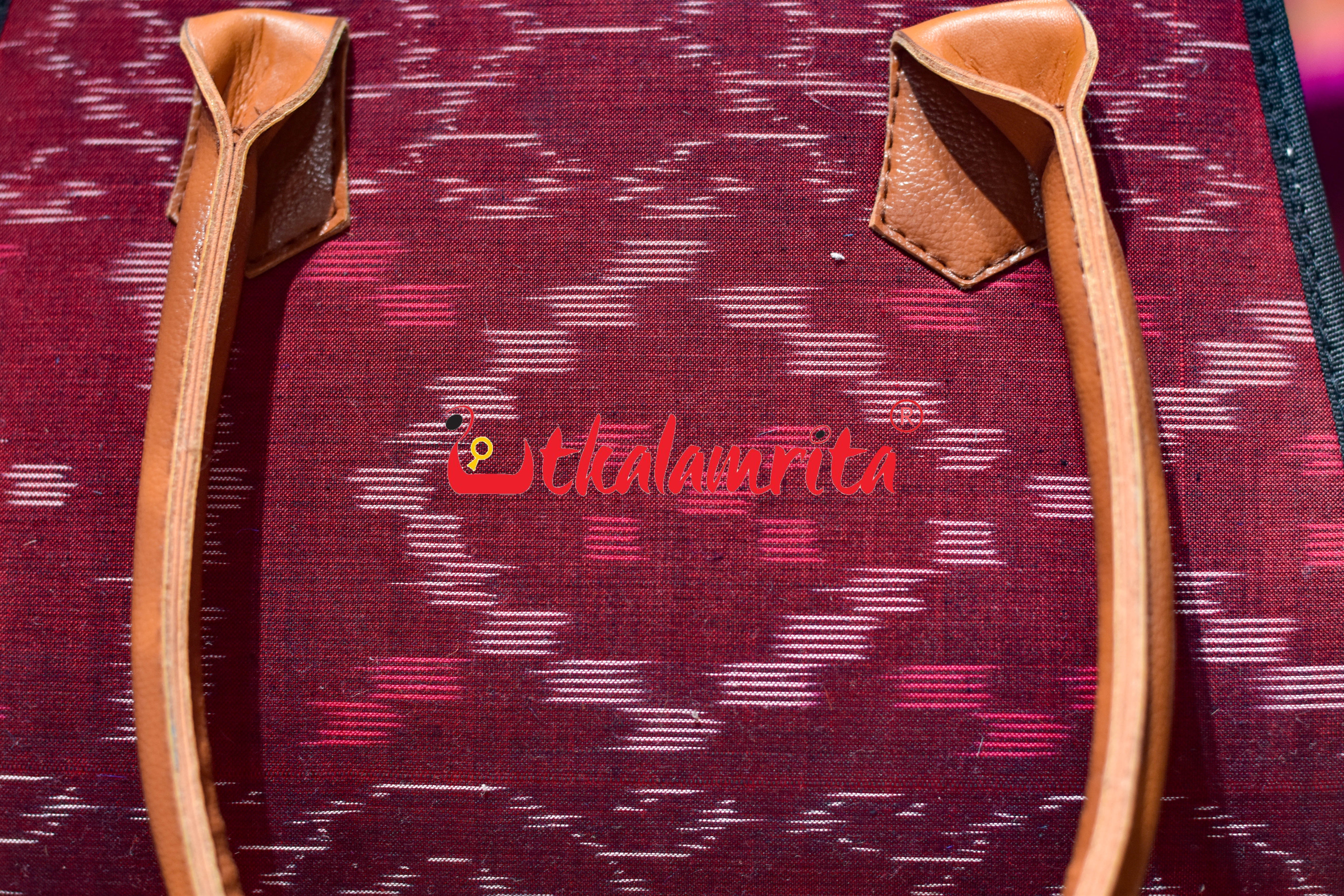 Maroon Tetris Trapezium Vanity Bag