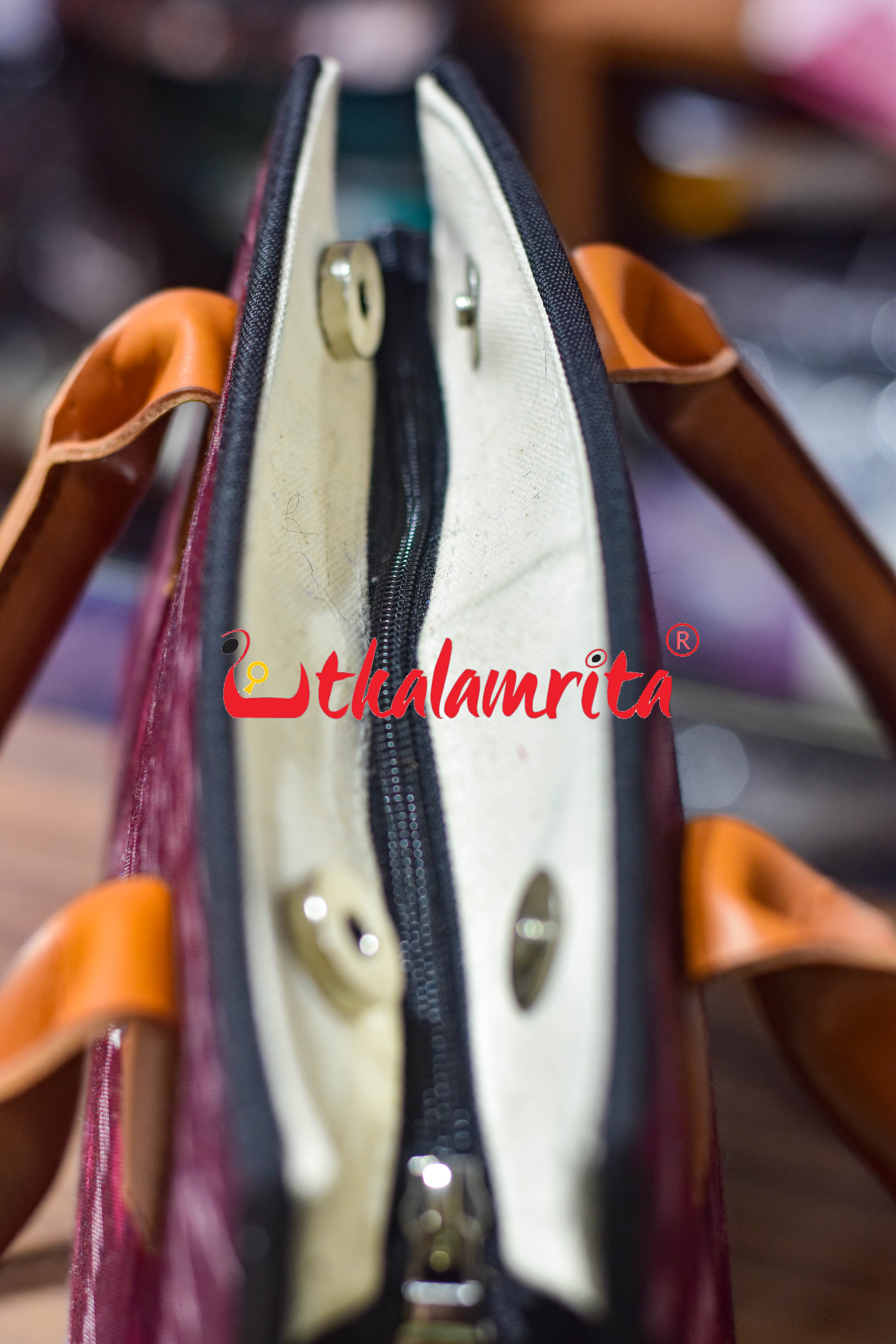 Maroon Tetris Trapezium Vanity Bag