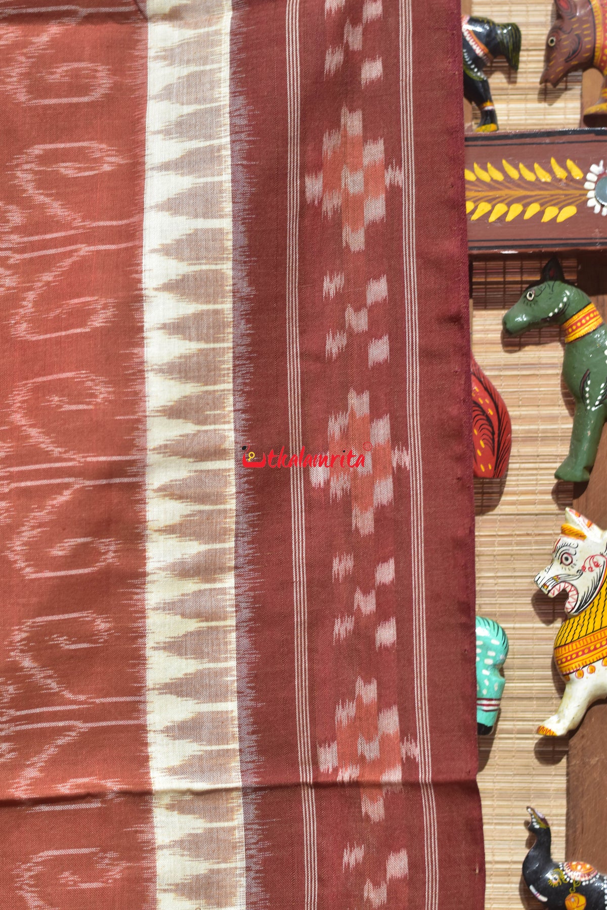 Rust Cream Hycco Khandua Cotton Saree