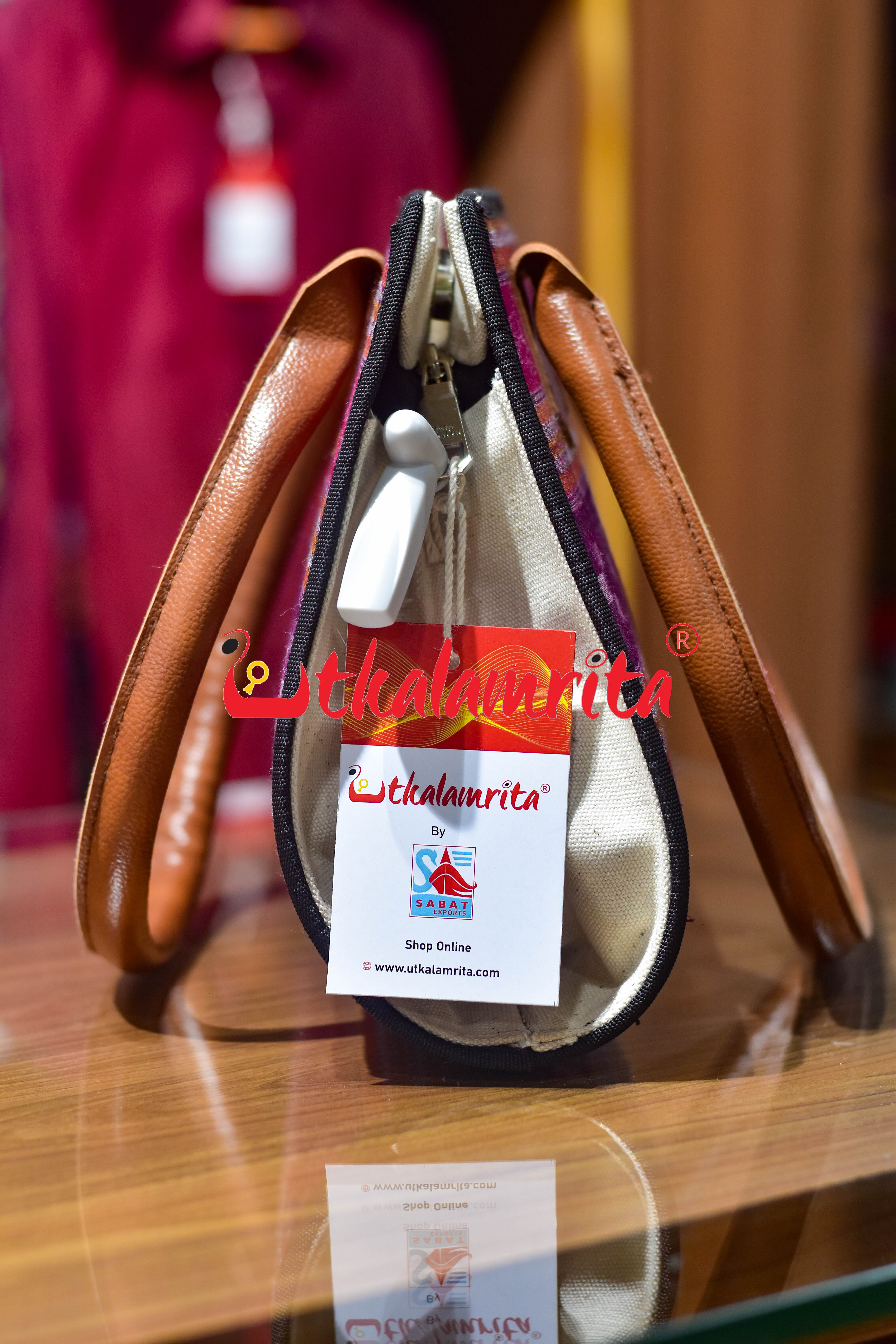 Purple Pasapali Lines Trapezium Vanity Bag