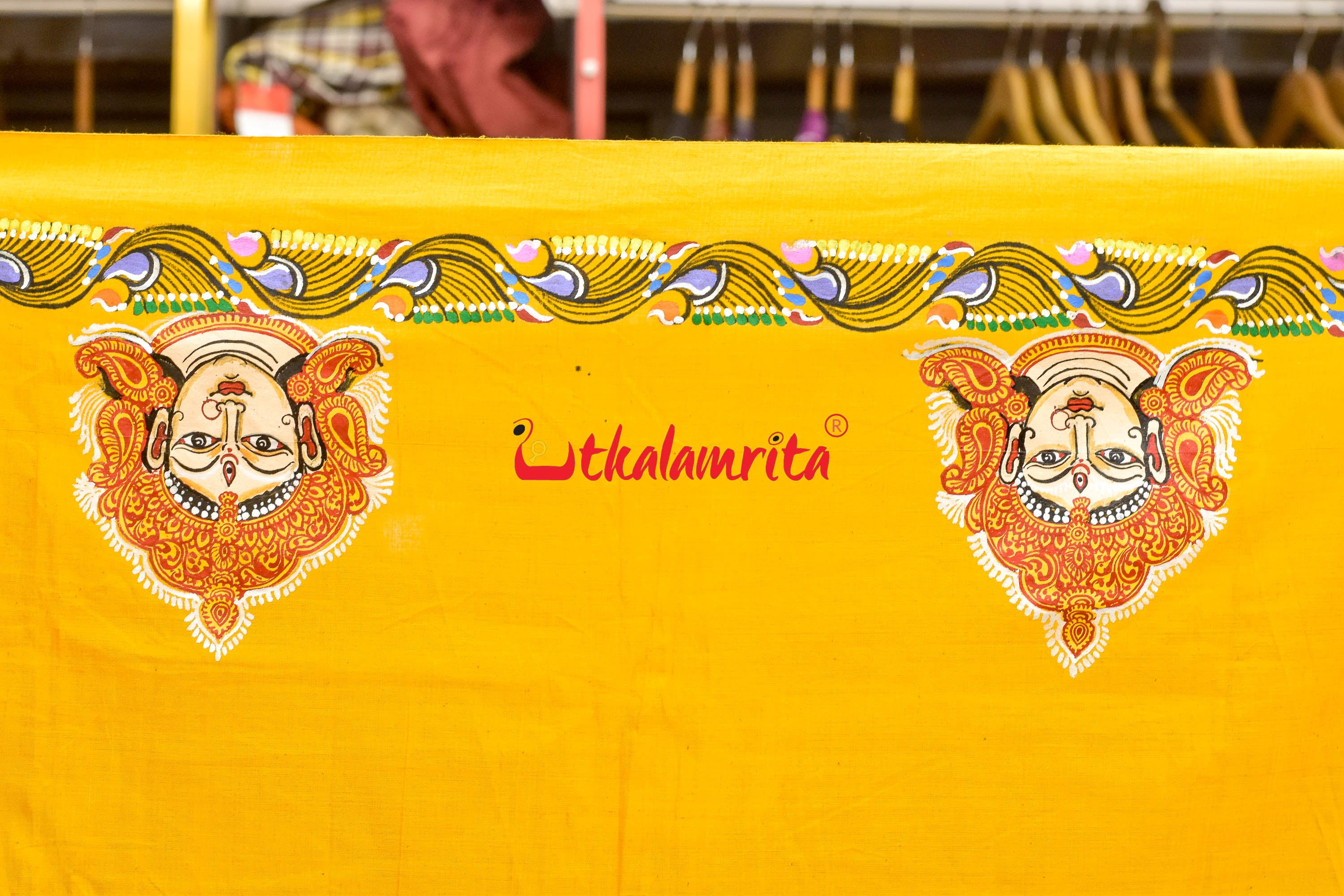 Mustard Durga Pattachitra (Blouse Piece)