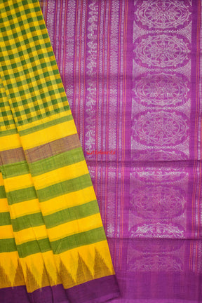 Green Checks Jaala Sambalpuri Cotton Saree