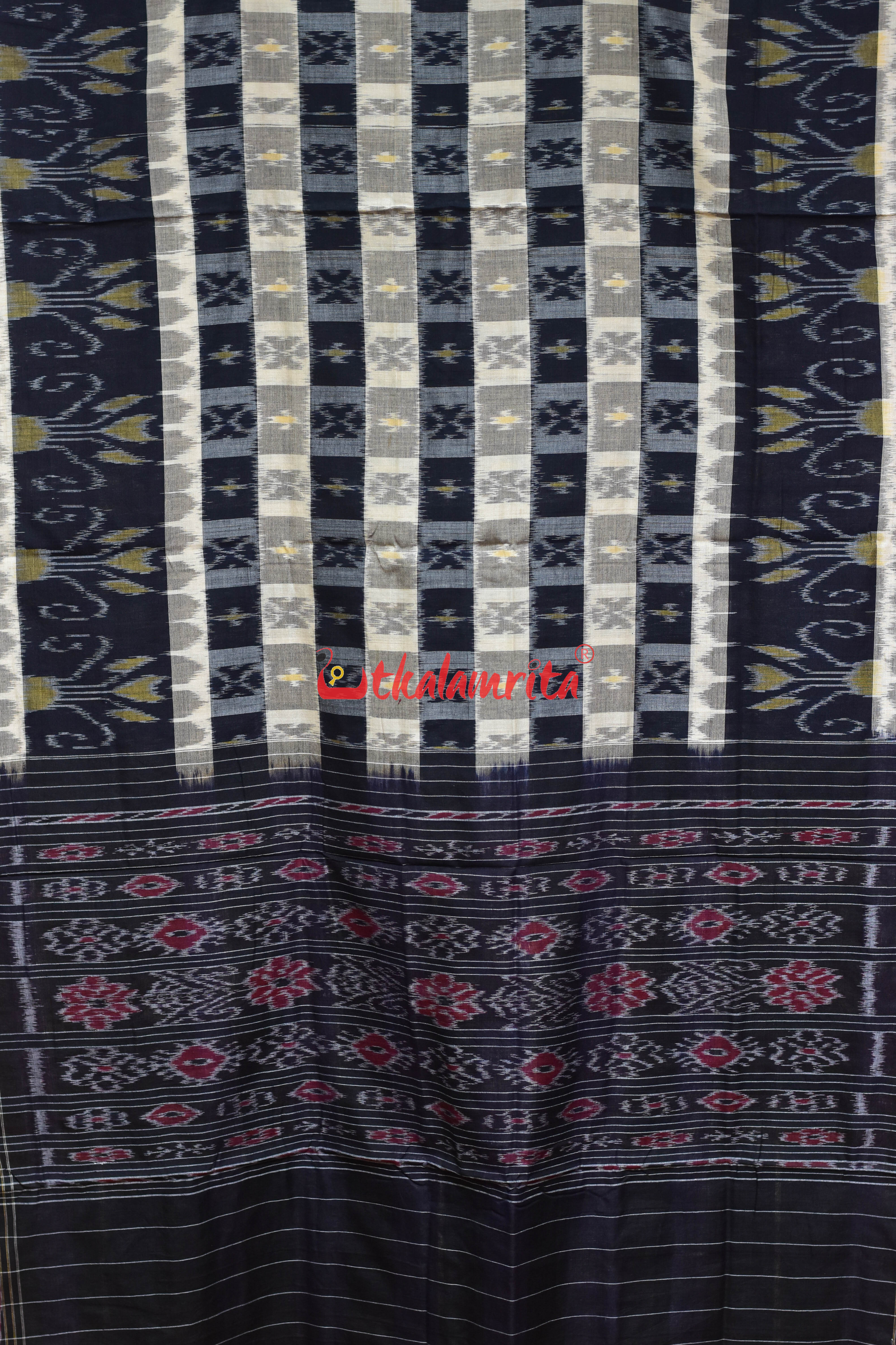 Hycco Cream Black Khandua Cotton Saree