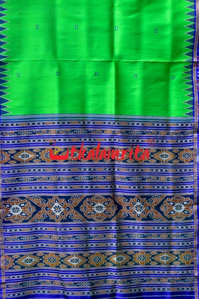 Leaf Green Purple Pink Double Border Pasapali Khandua Silk Saree