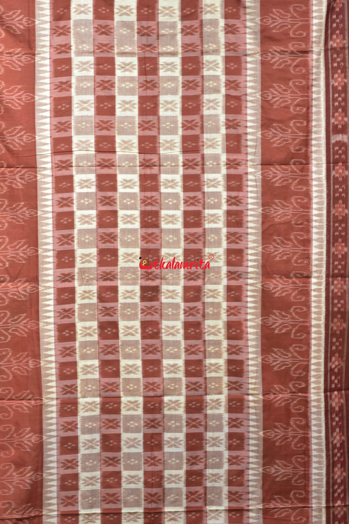 Rust Cream Hycco Khandua Cotton Saree