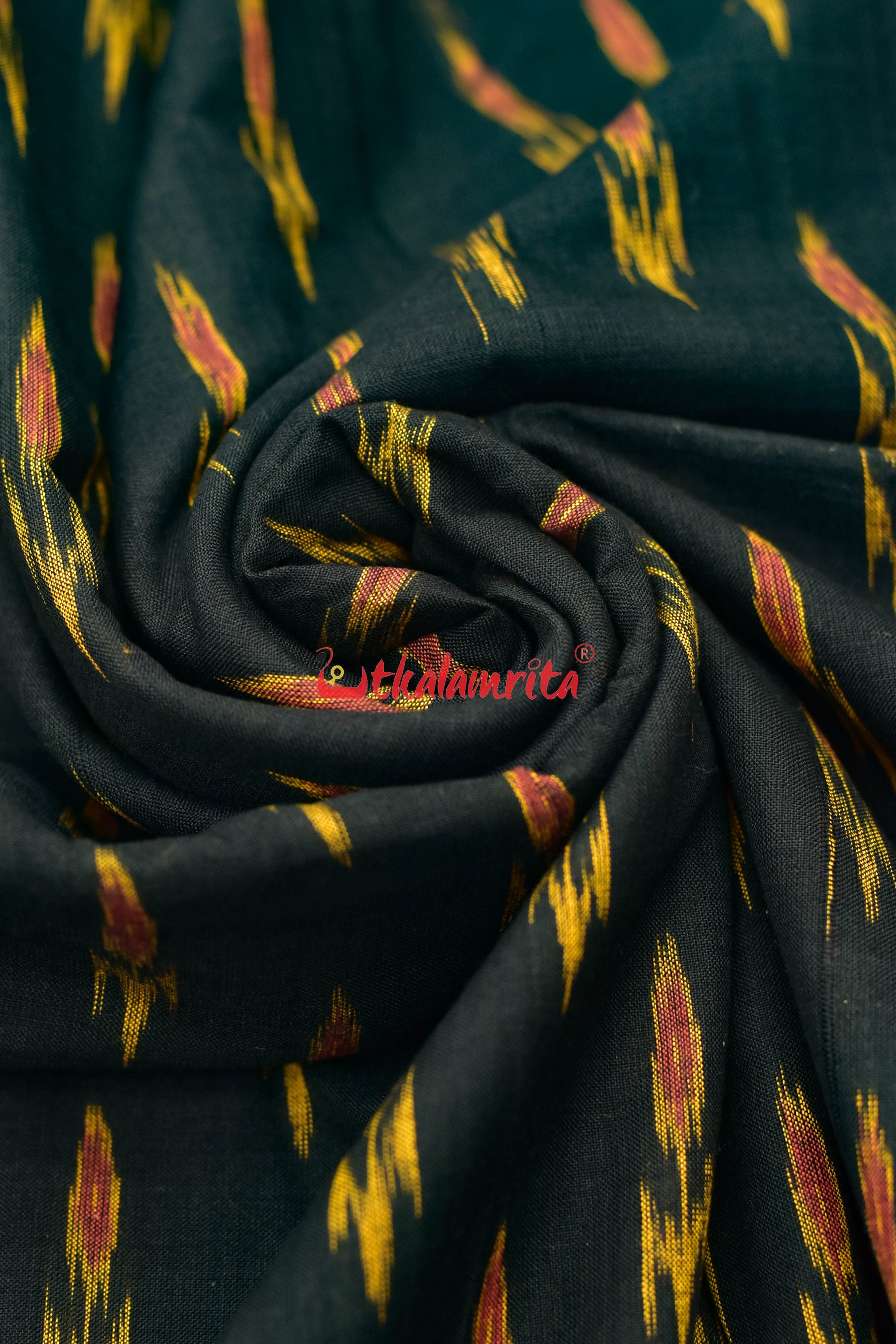 Black with Yellow Kadha (Fabric)