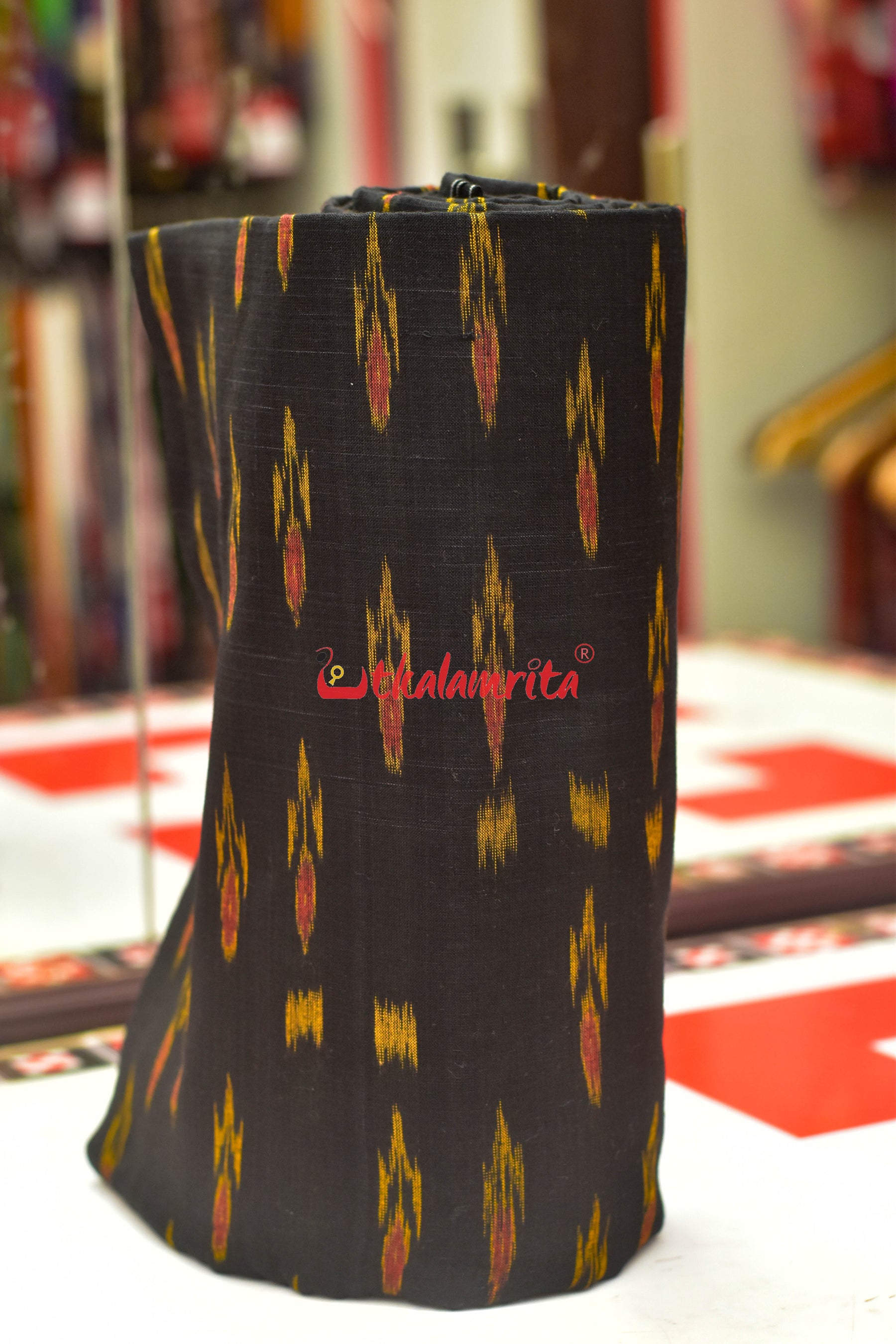 Black with Yellow Kadha (Fabric)