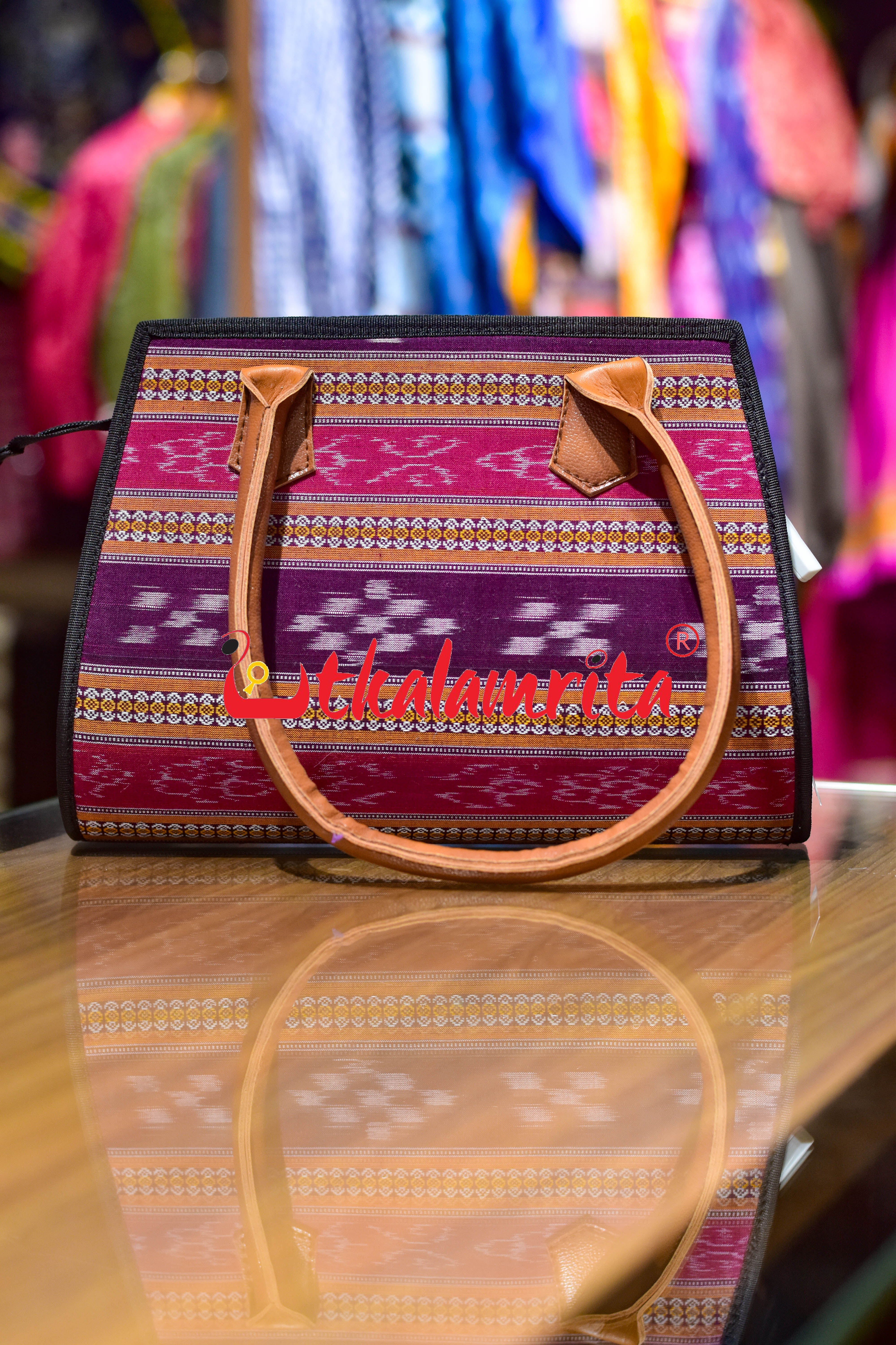 Purple Pasapali Lines Trapezium Vanity Bag