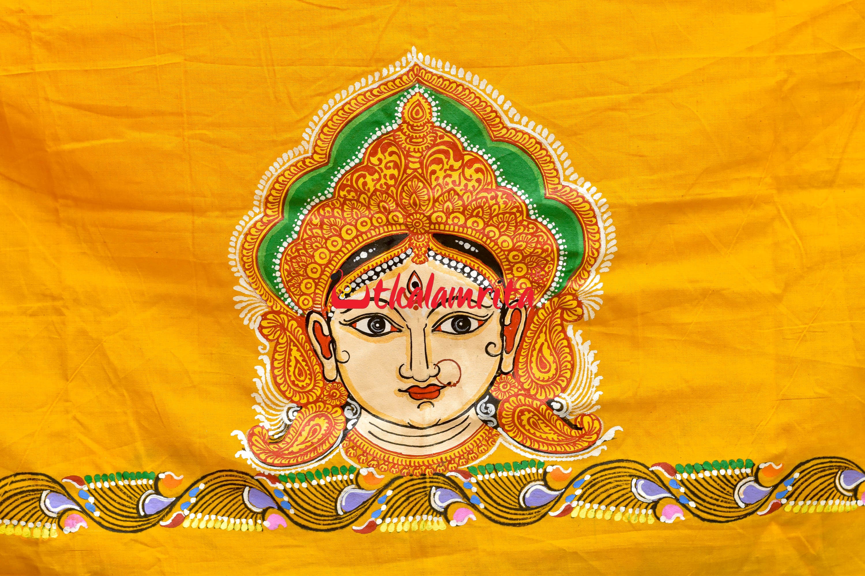 Mustard Durga Pattachitra (Blouse Piece)