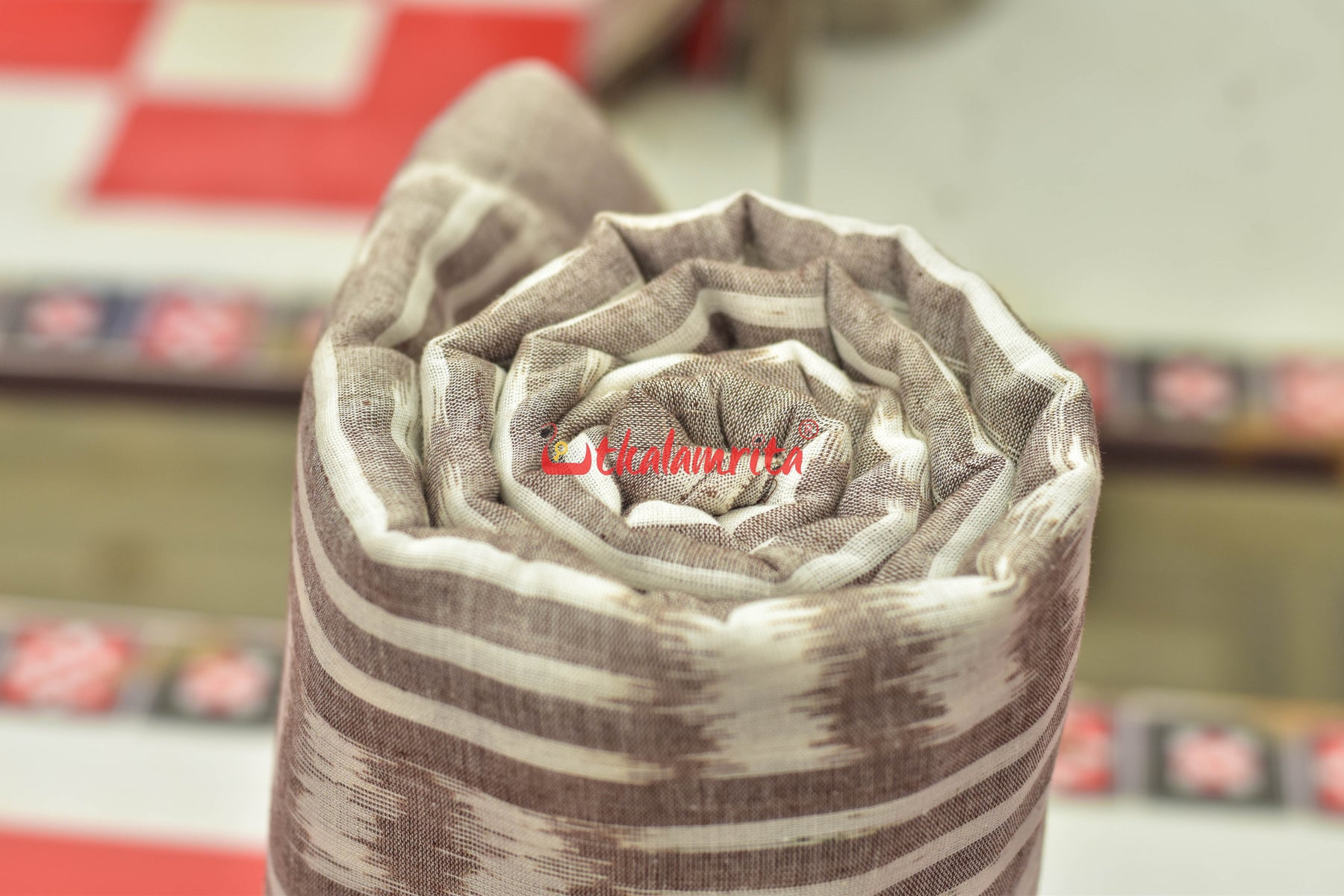 White and Coffee Bandha Cotton (Fabric)