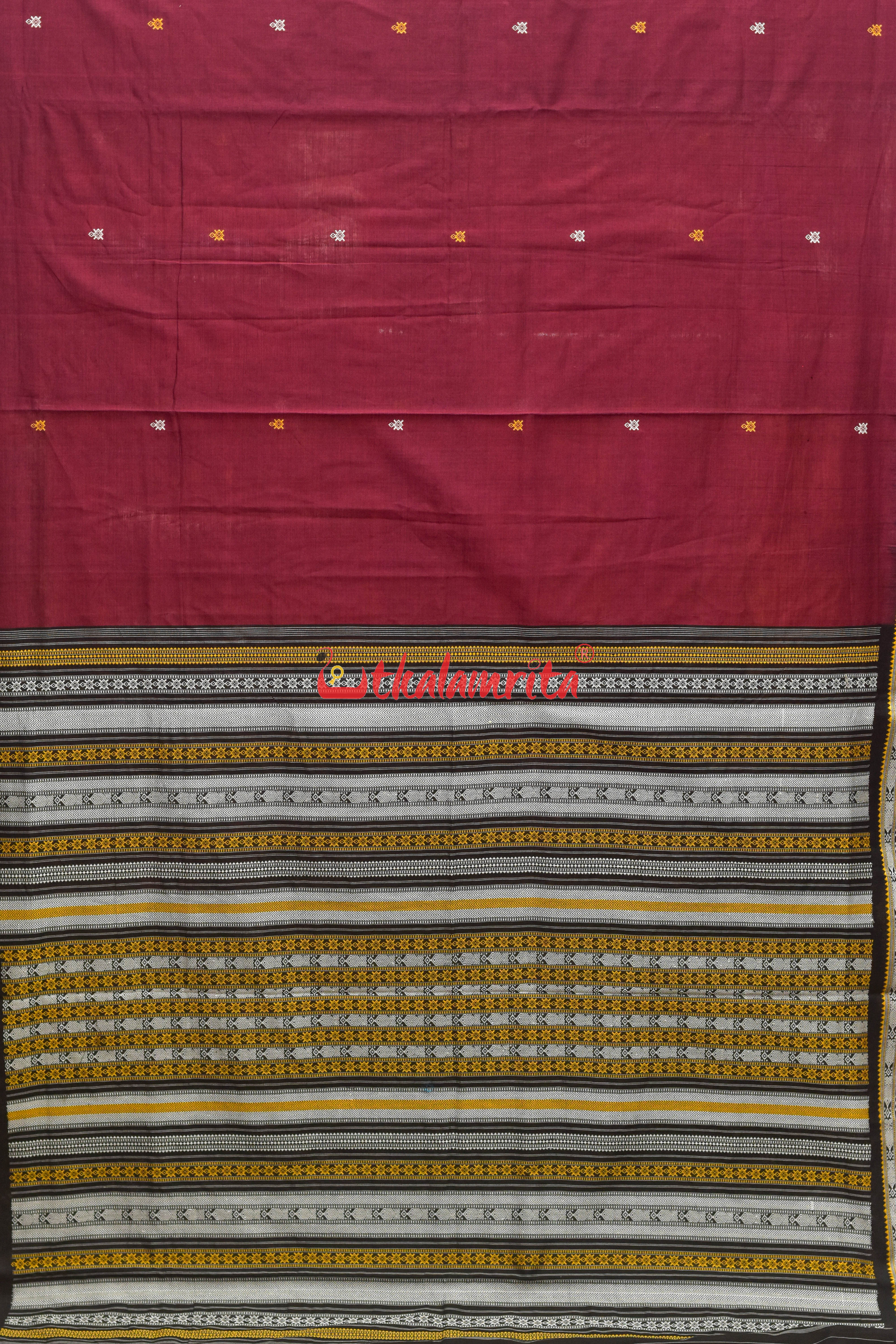 Nuapatna Habaspuri Maroon Cotton Saree