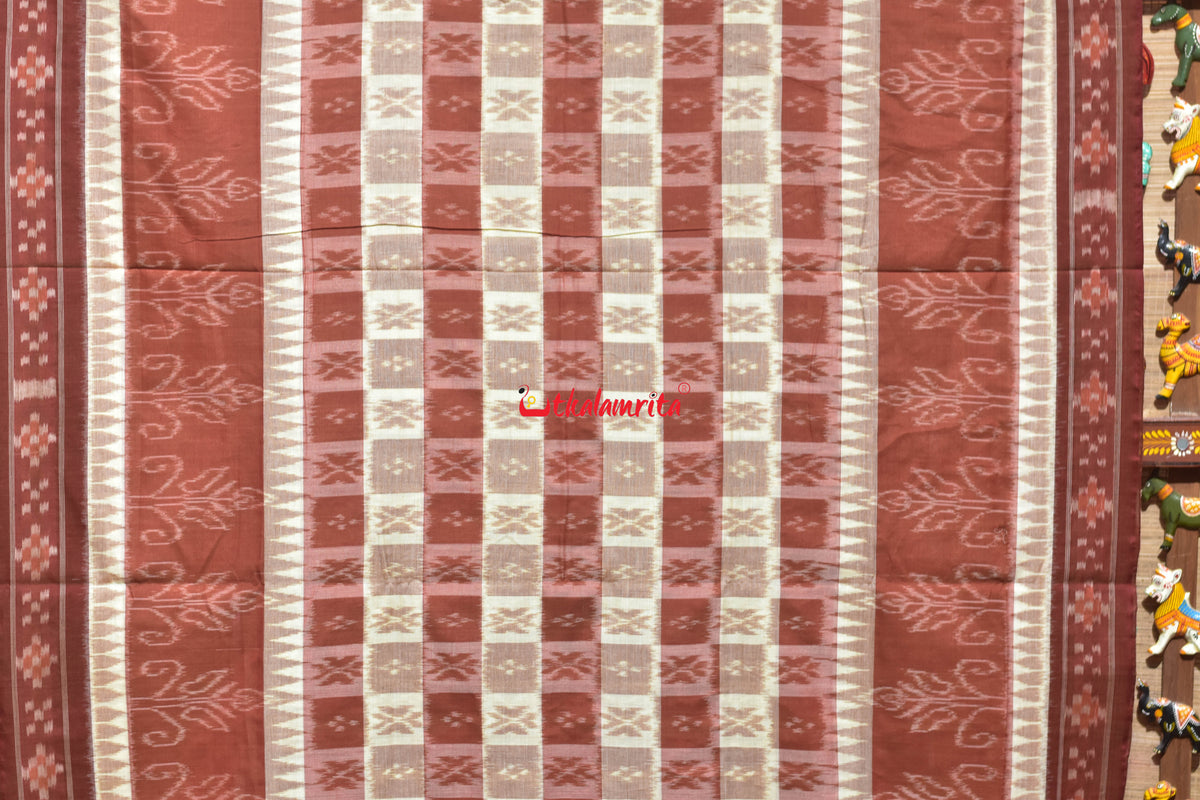 Rust Cream Hycco Khandua Cotton Saree
