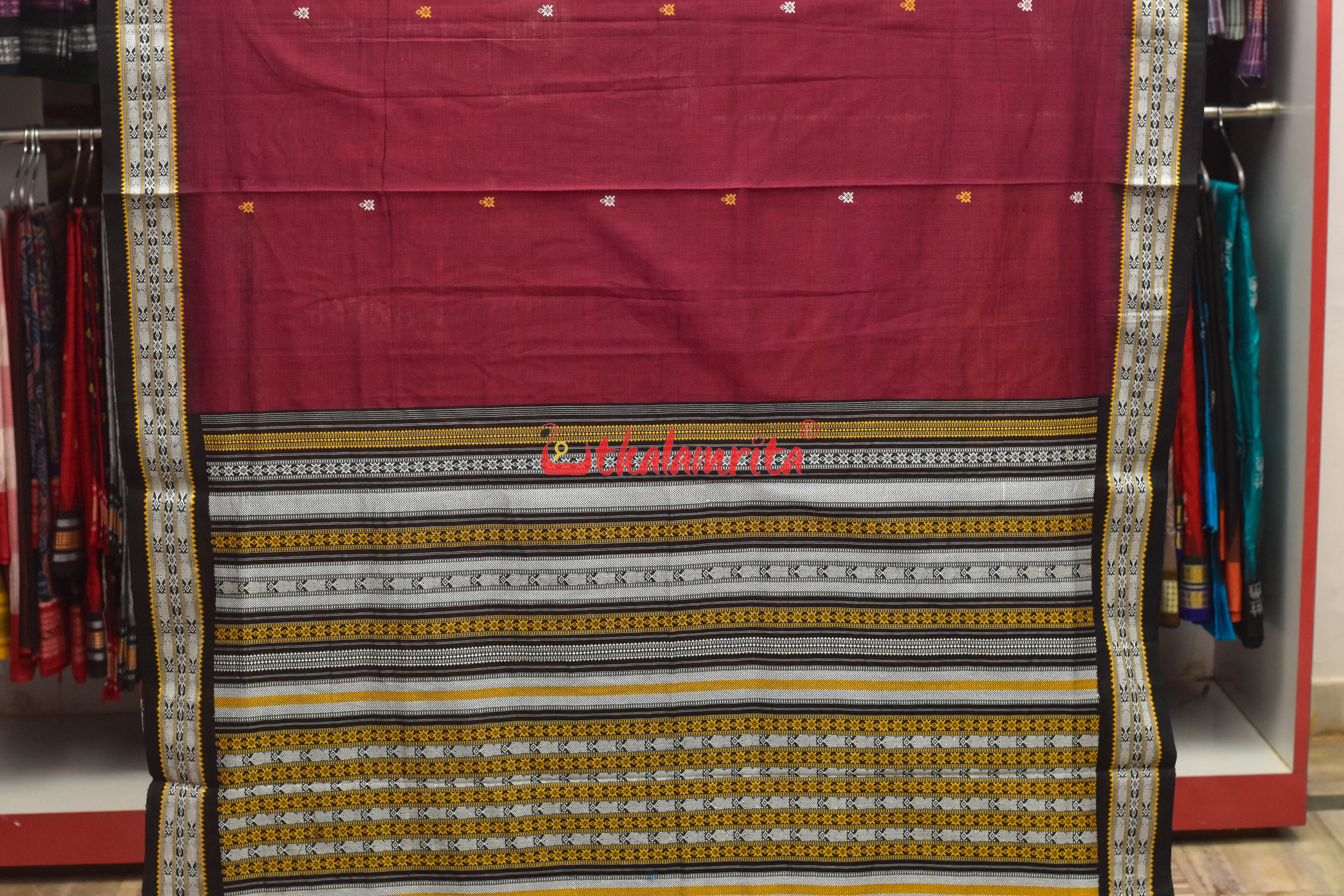 Nuapatna Habaspuri Maroon Cotton Saree