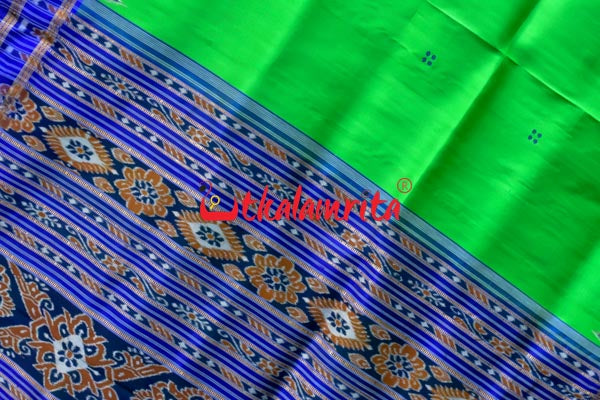 Leaf Green Purple Pink Double Border Pasapali Khandua Silk Saree